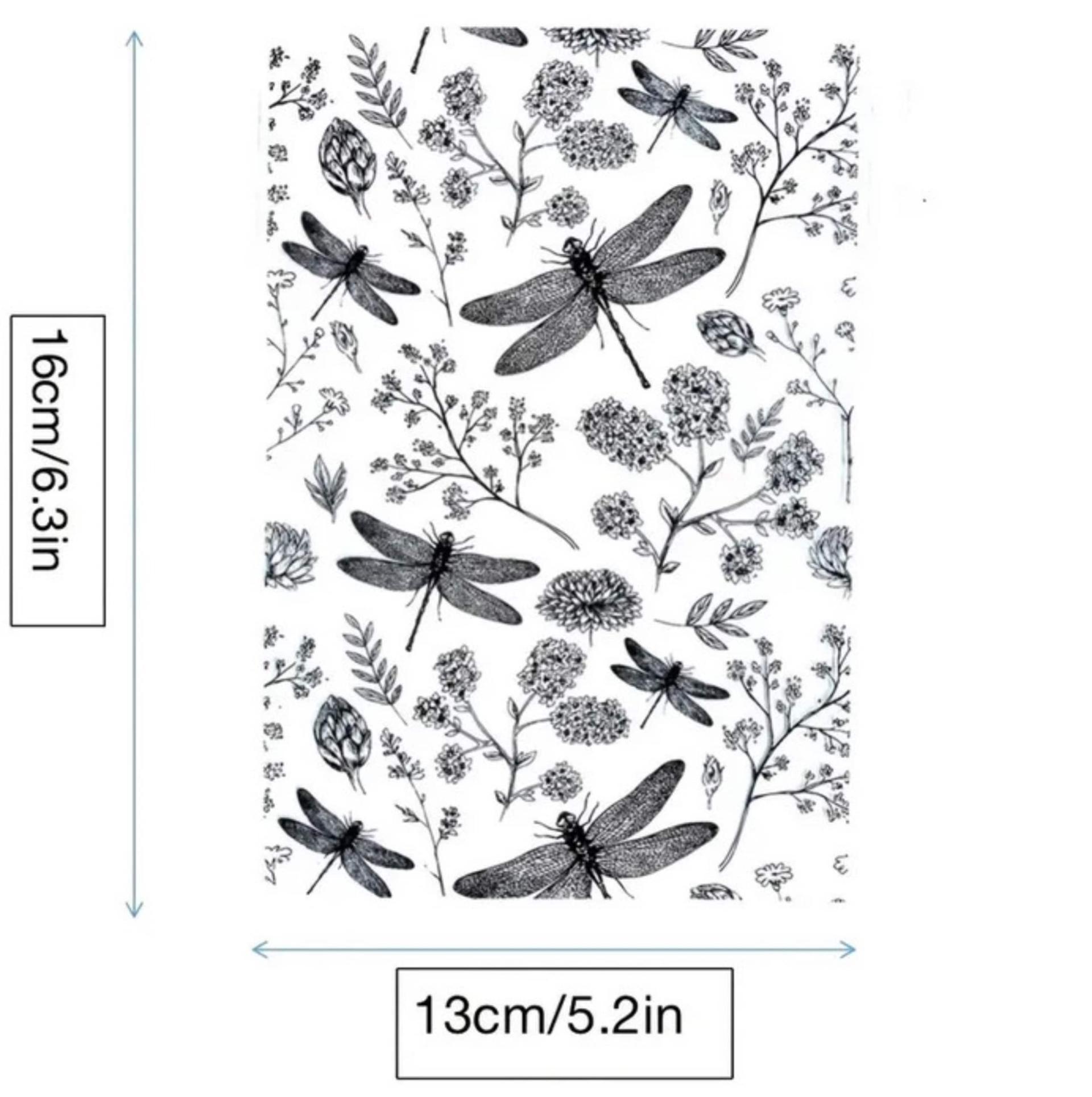 Dragonfly Mat Mold and Stamp - Texture for Clay, Polymer Clay, Resin and casting - Silicone Cling Stamp