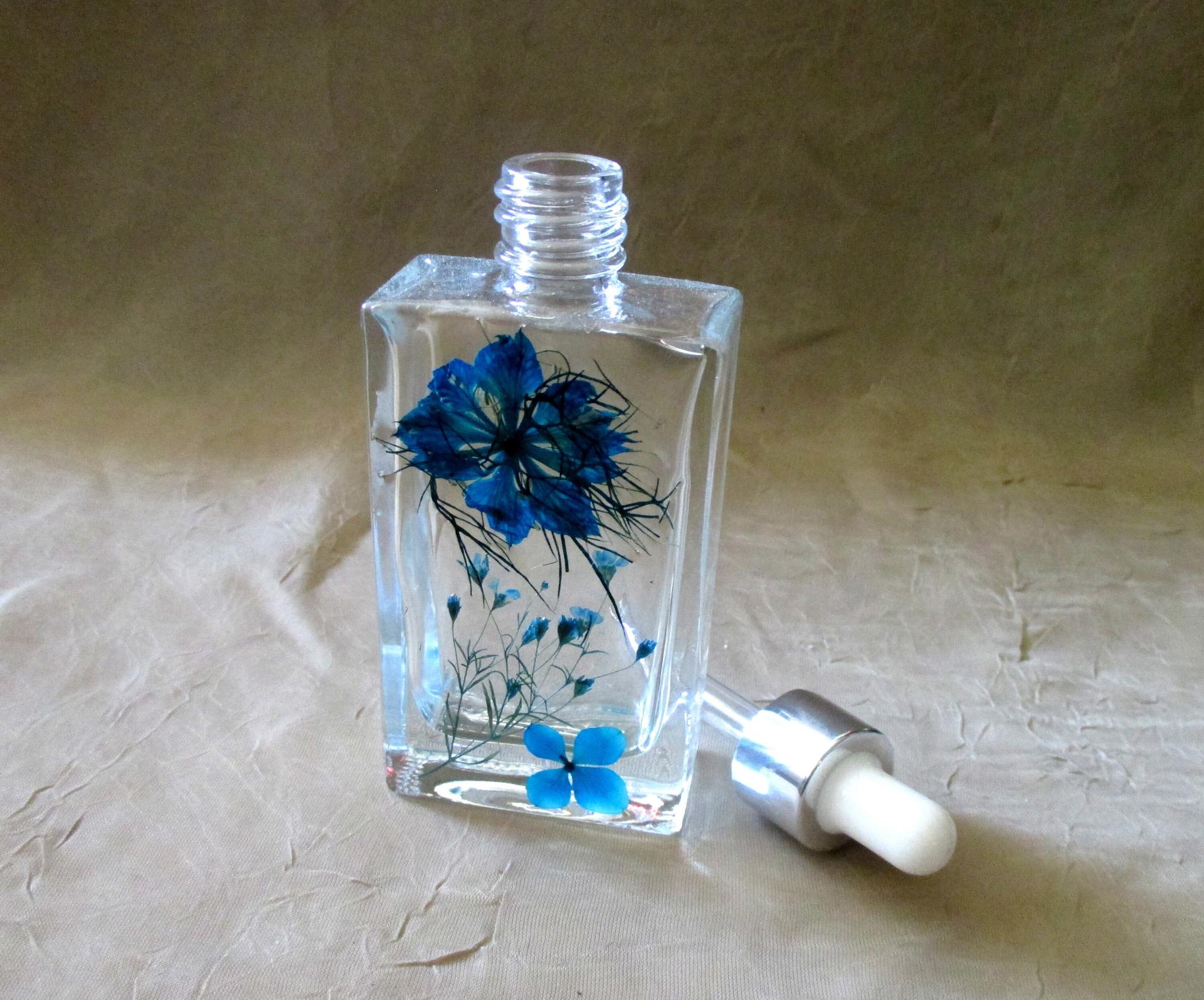 Floral Bottles, w Dropper, Square Bottles, Flowers in Resin