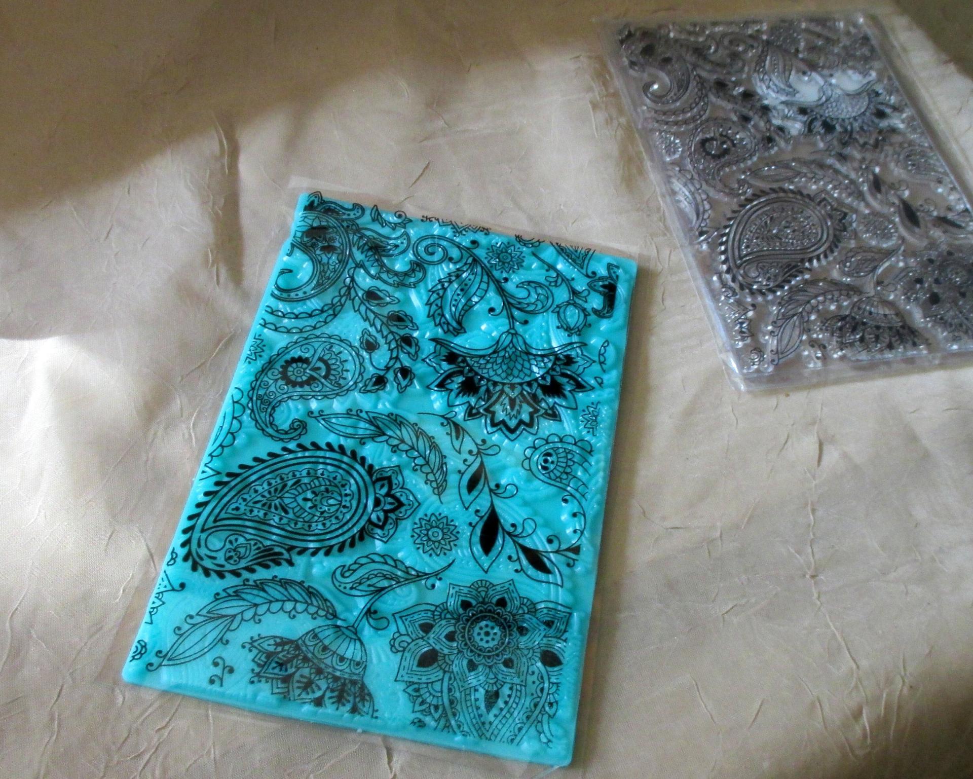 Paisley Mat Mold and Stamp - Texture for Clay, Polymer Clay, Resin and casting - Silicone Cling Stamp