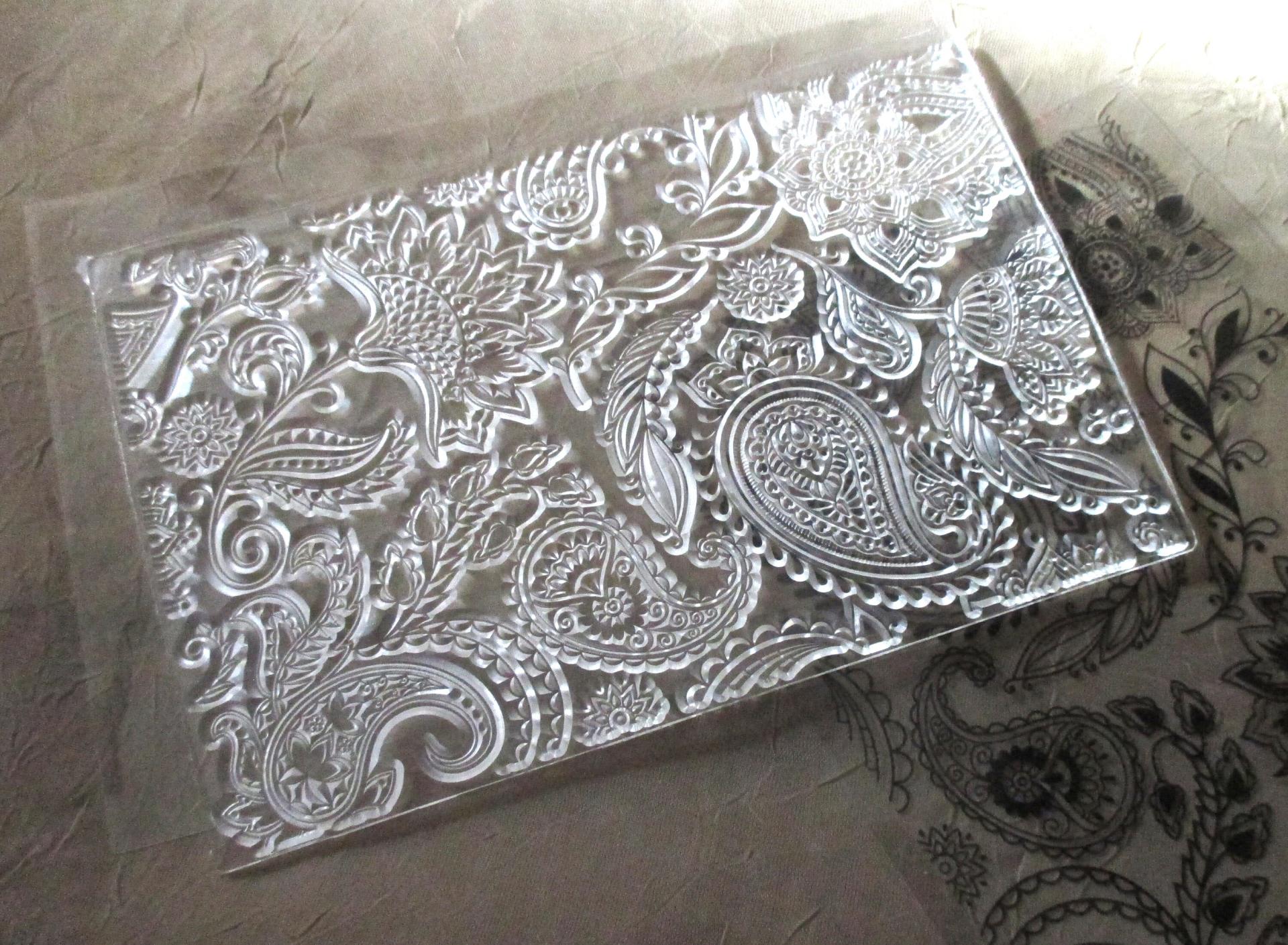 Paisley Mat Mold and Stamp - Texture for Clay, Polymer Clay, Resin and casting - Silicone Cling Stamp