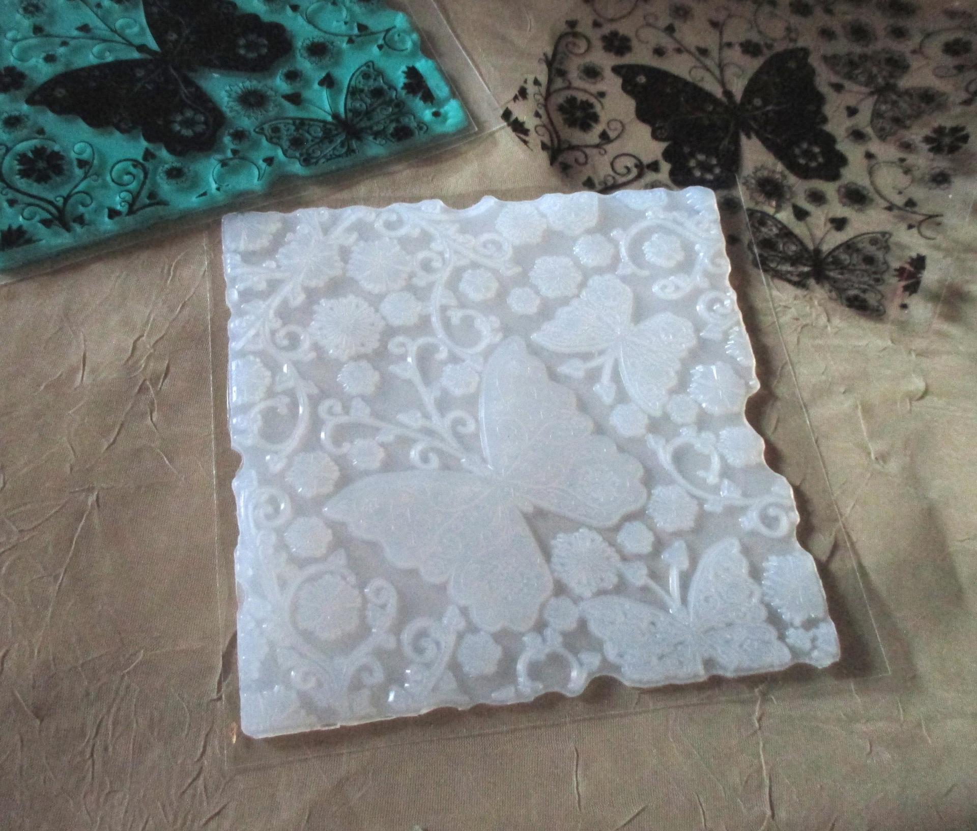 Butterfly Mat Mold and Stamp - Texture for Clay, Polymer Clay, Resin and casting - Silicone Cling Stamp