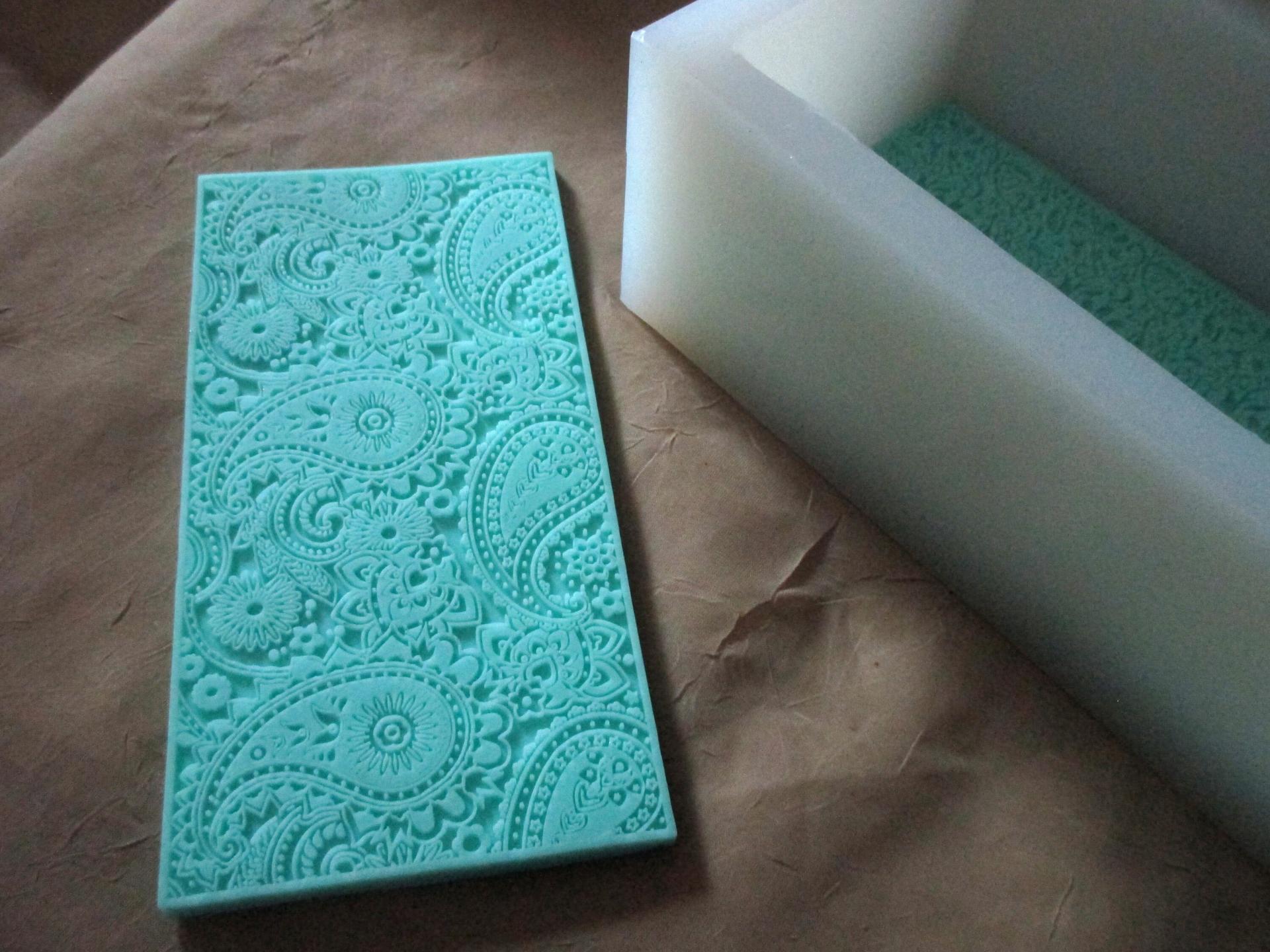 Mat Mold and Loaf Mold - Texture for Soap, Clay, Polymer Clay, Resin and casting - Silicone Paisley Lace Mat Mold