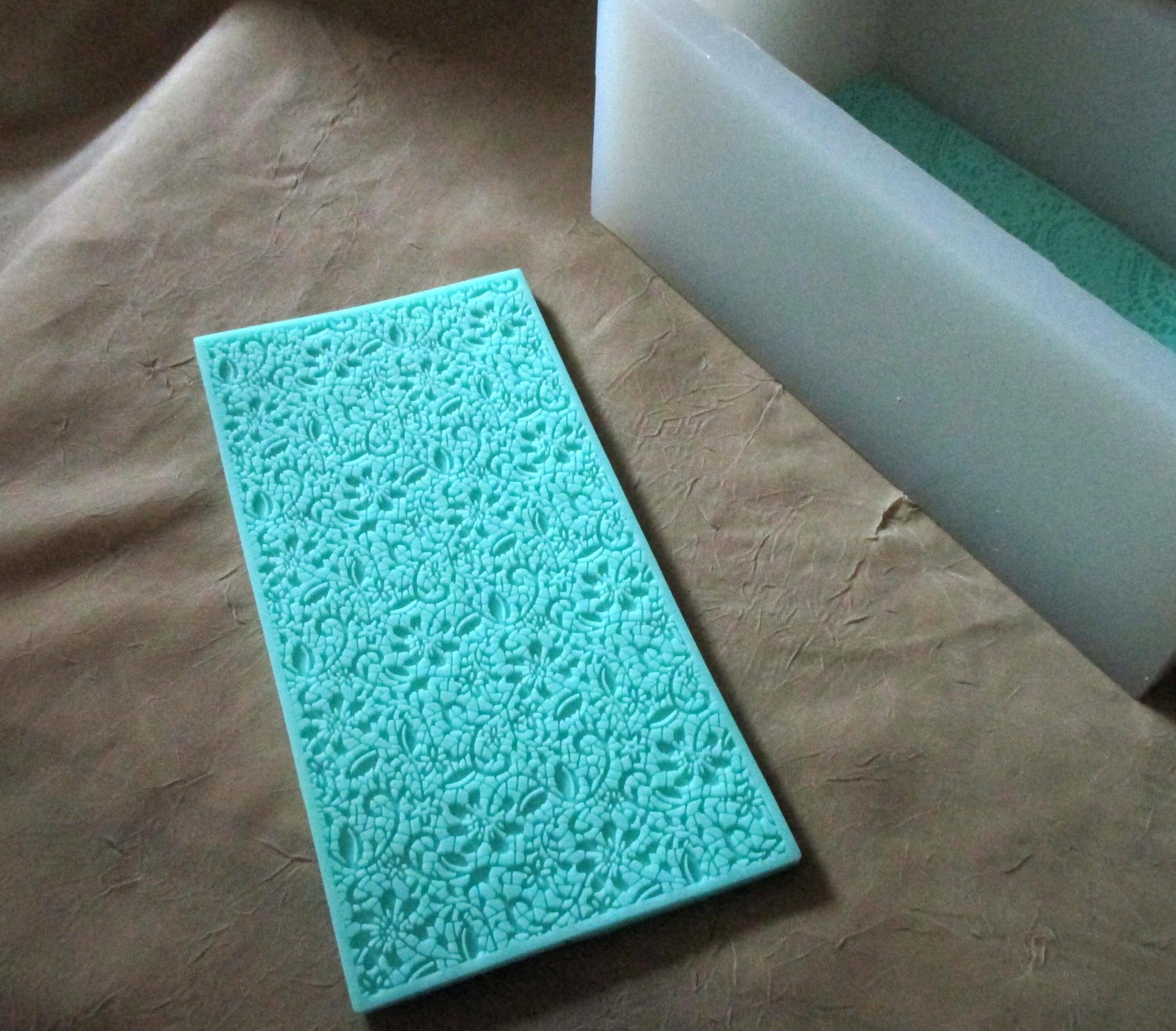 Silicone Floral Lace Mat Mold - Texture Stamp, Embossing Stamp - for use with Clay, Casting, for Soap, or Baking