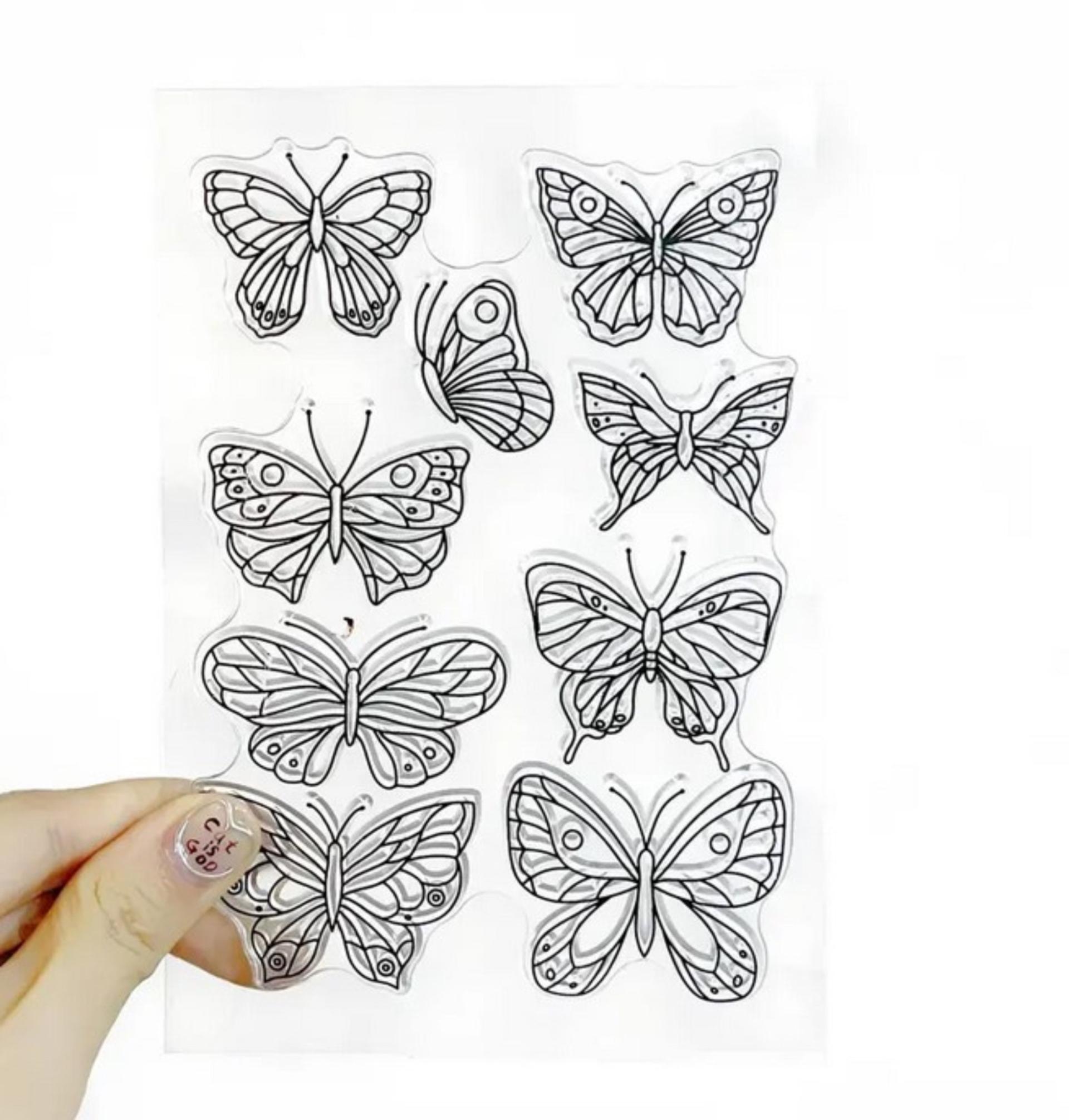 Butterfly Stamps - Silicone Cling Stamp - Texture Emossing Stamp