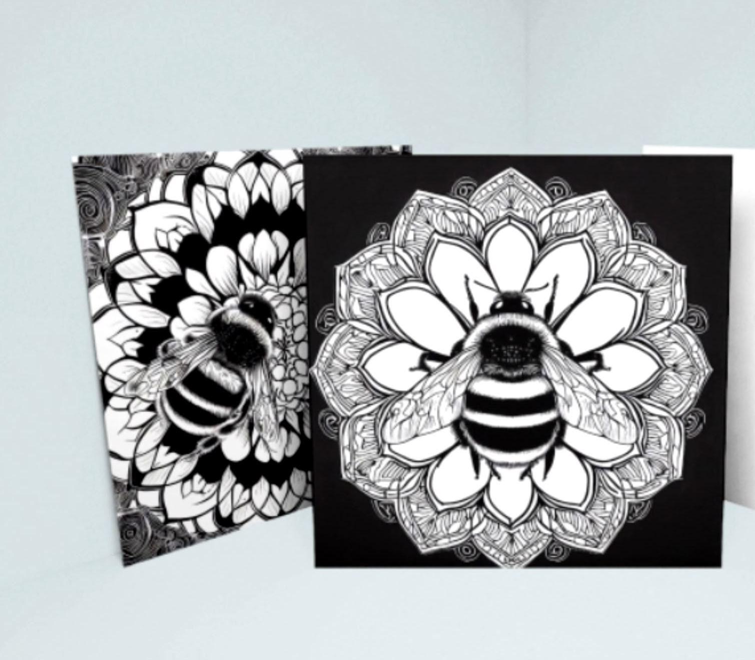 Bumble Bee Greeting Cards, Set of 3 Designs, Bulk Pack of Cards