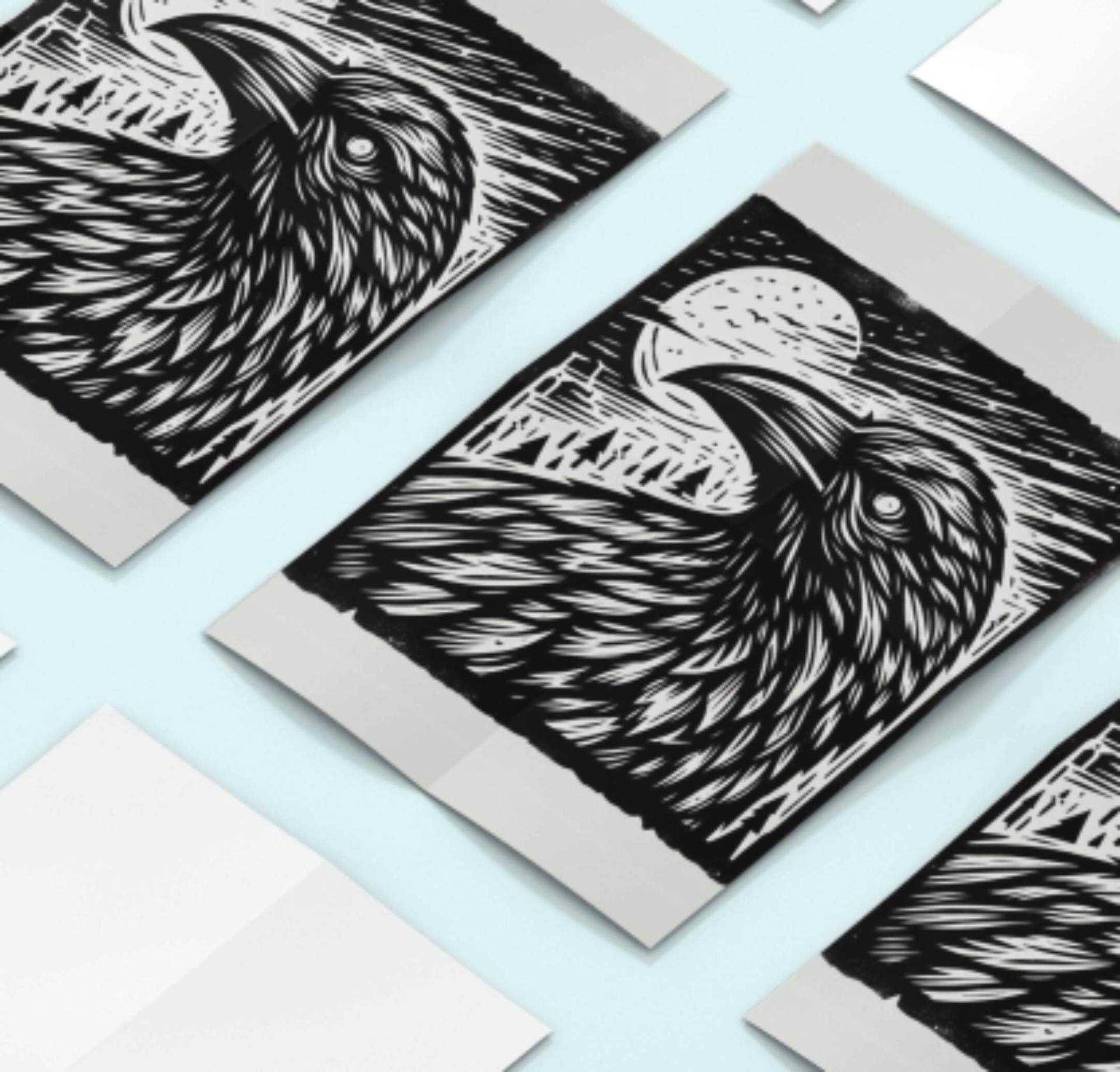 Raven - Large Cards, Notecards, Birthday, Invites