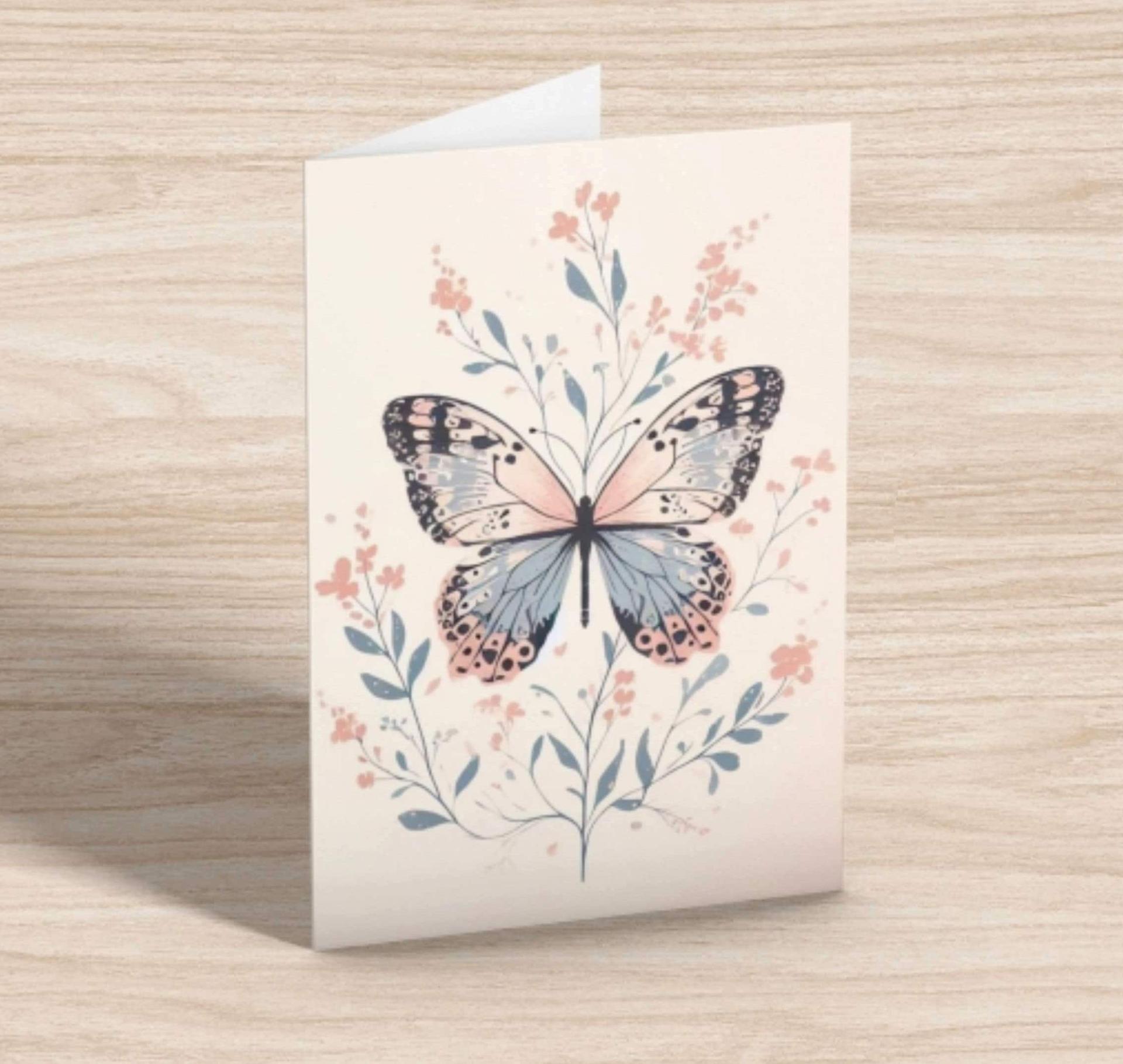 Set of Butterfly Greeting Cards, 4 Designs, Bulk Pack of Cards