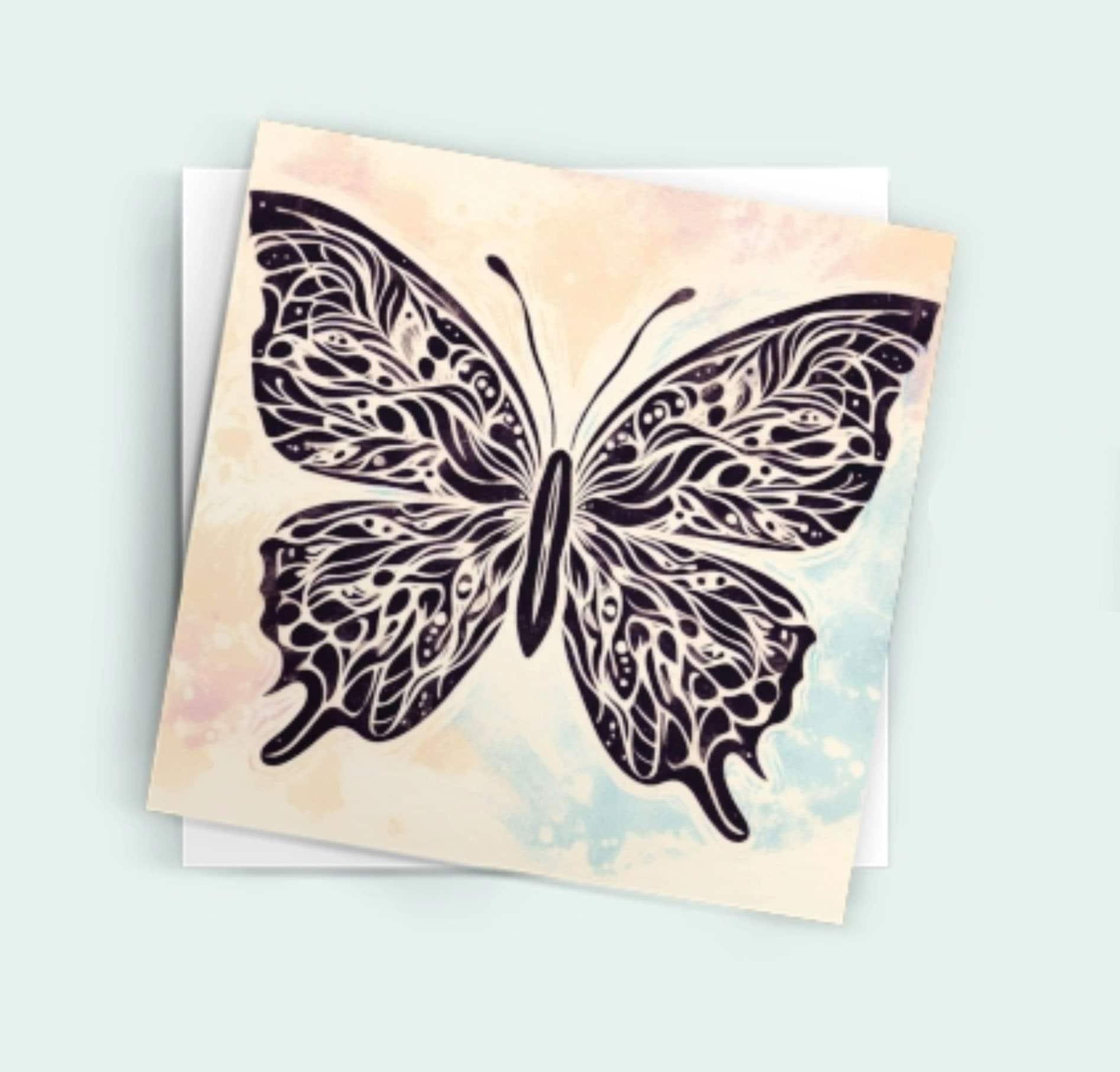 Set of Butterfly Greeting Cards, 4 Designs, Bulk Pack of Cards