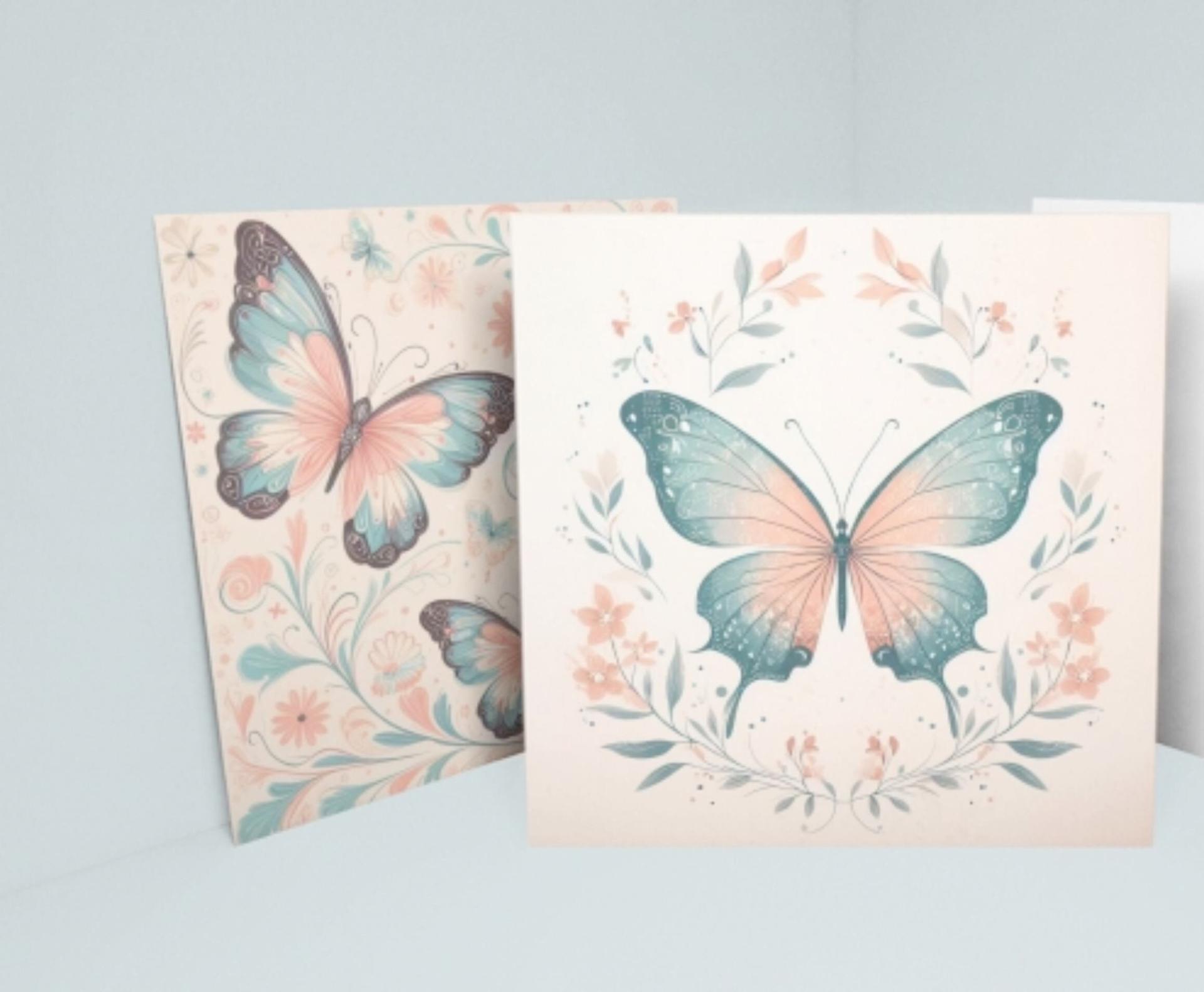 Set of 3 Cards, Butterfly Greeting Cards, Bulk Pack of Cards