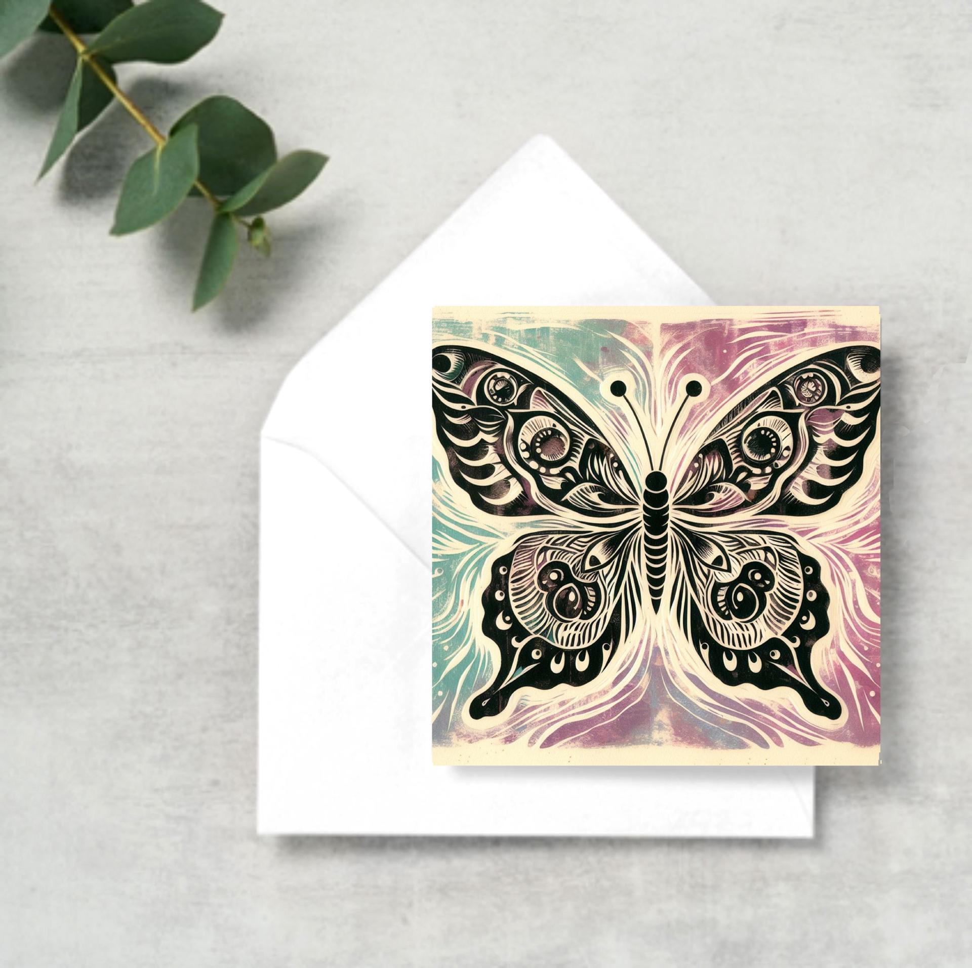 Set of Butterfly Greeting Cards, 4 Designs, Bulk Pack of Cards