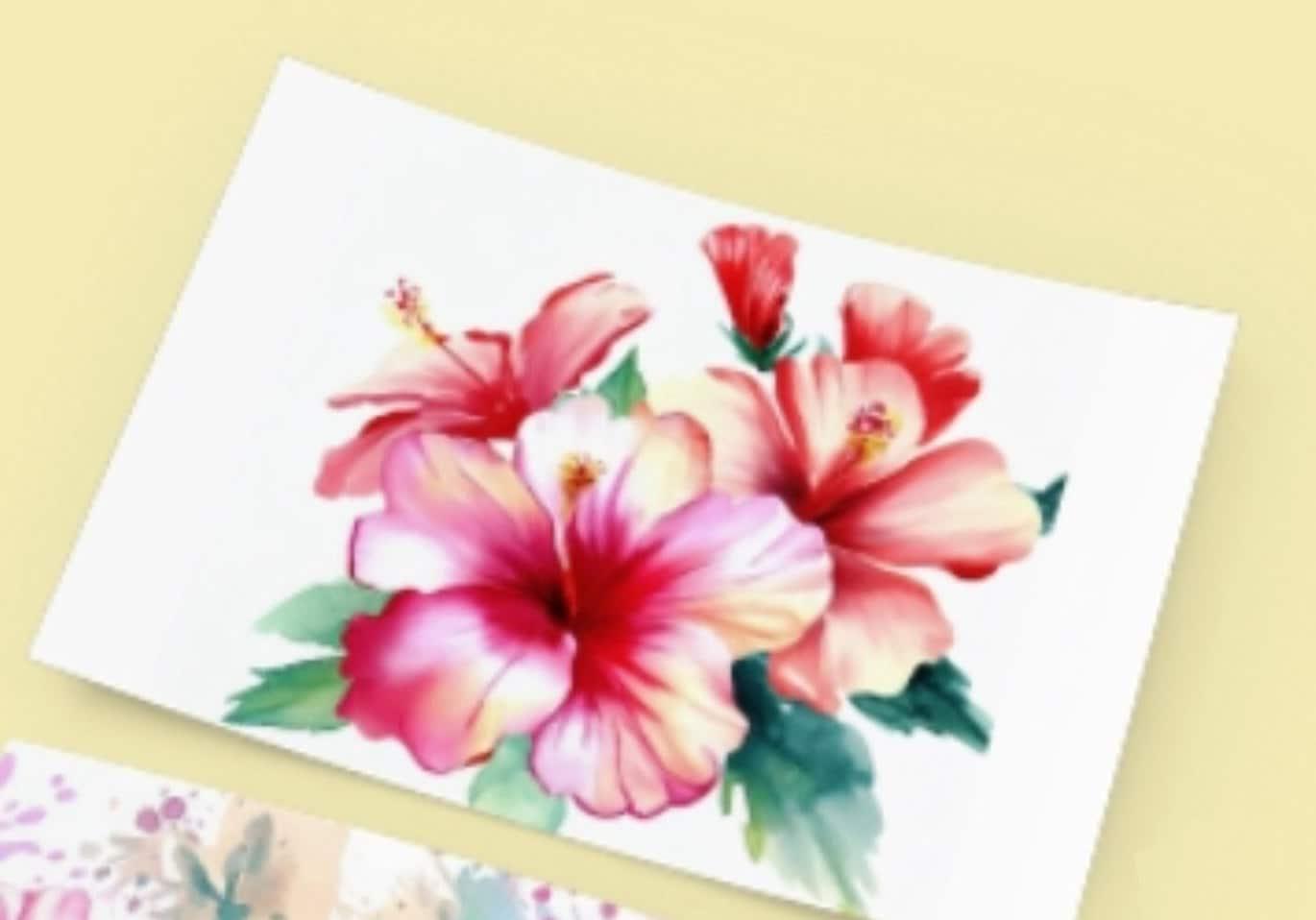 Hibiscus - Single Card or Bulk 10 Pack of Greeting Cards