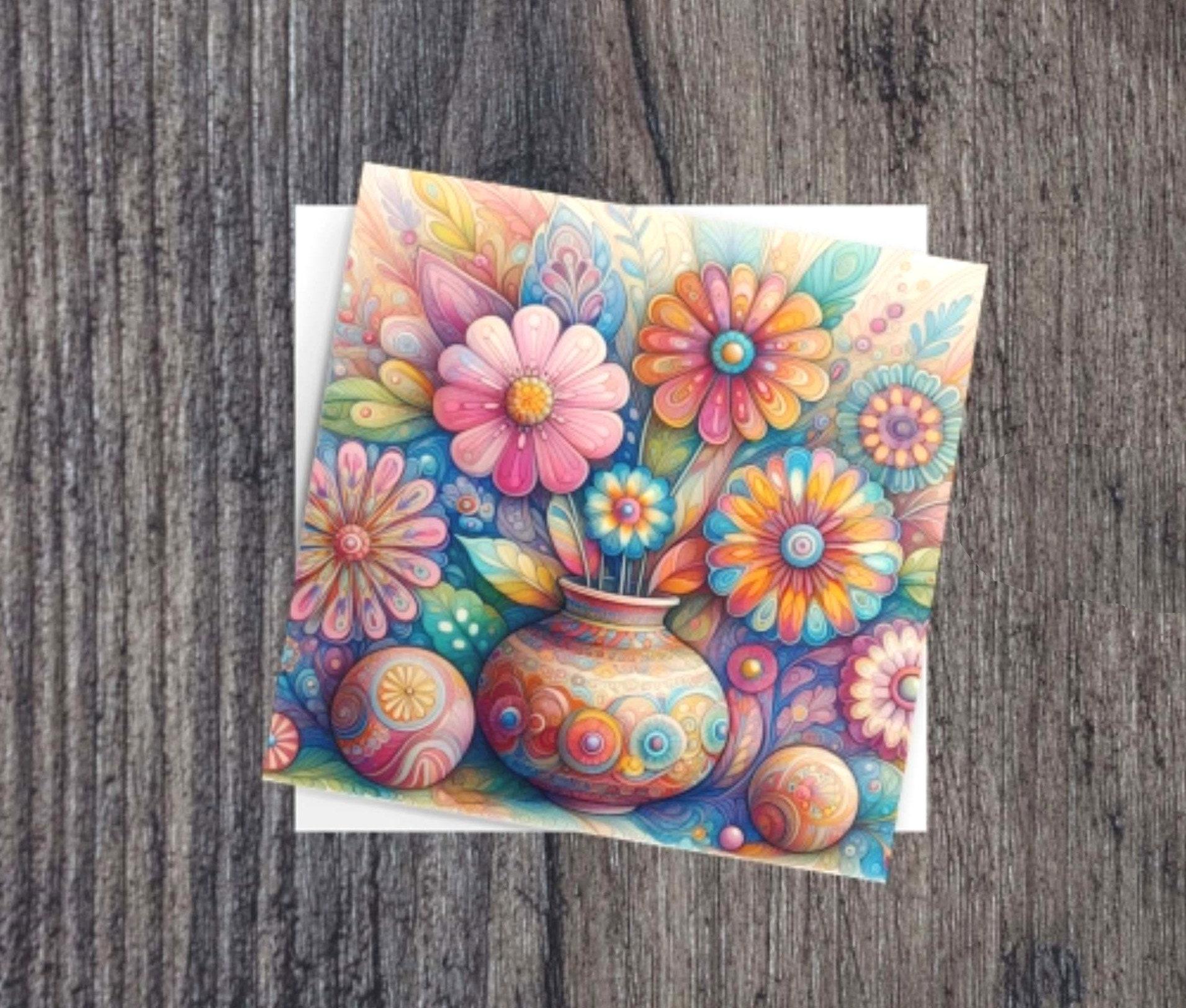 Floral Greeting Cards, Large Note Card, Invites, Birthday, Gift Card