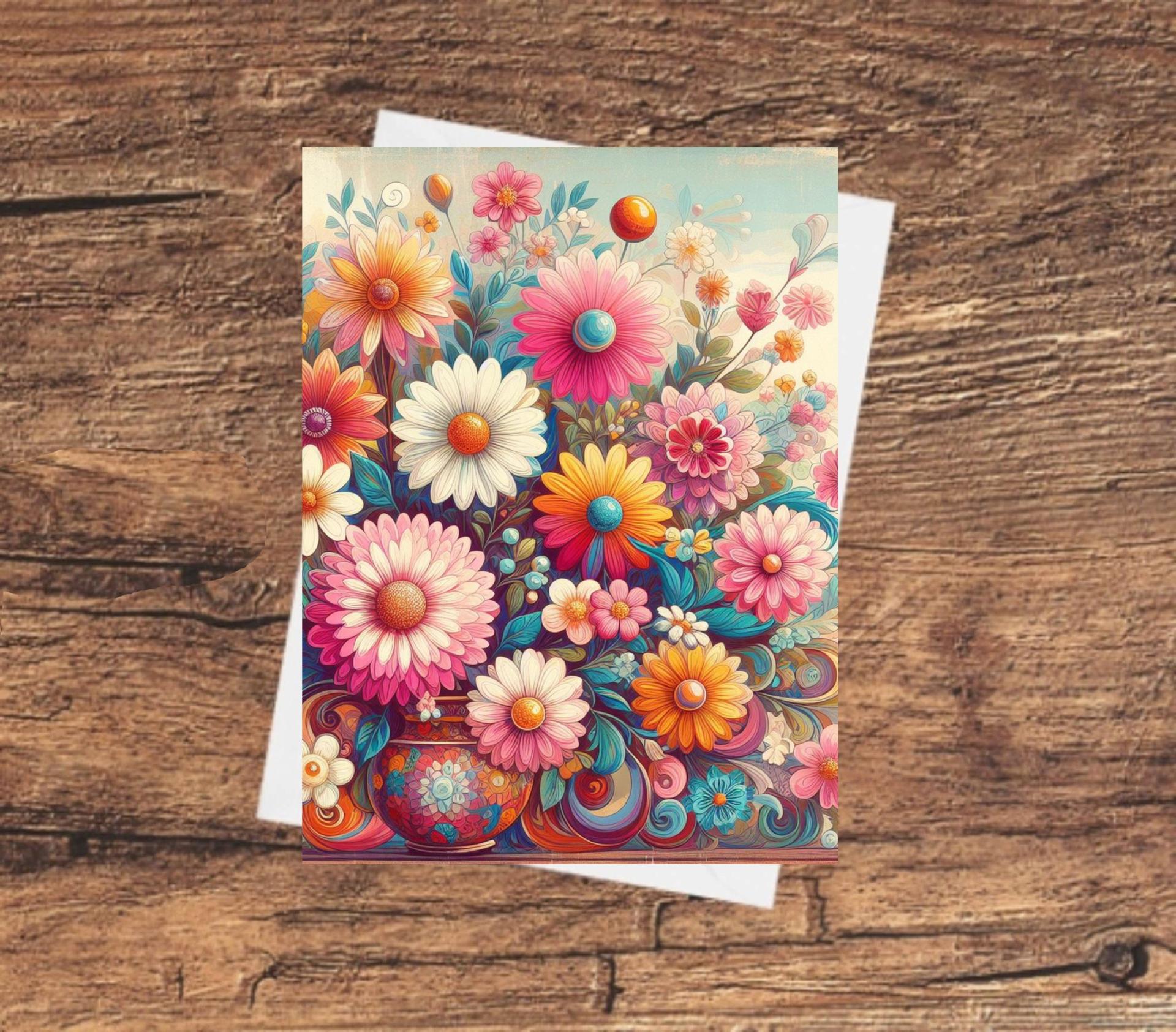 Floral Greeting Cards, Large Note Card, Invites, Birthday, Gift Card