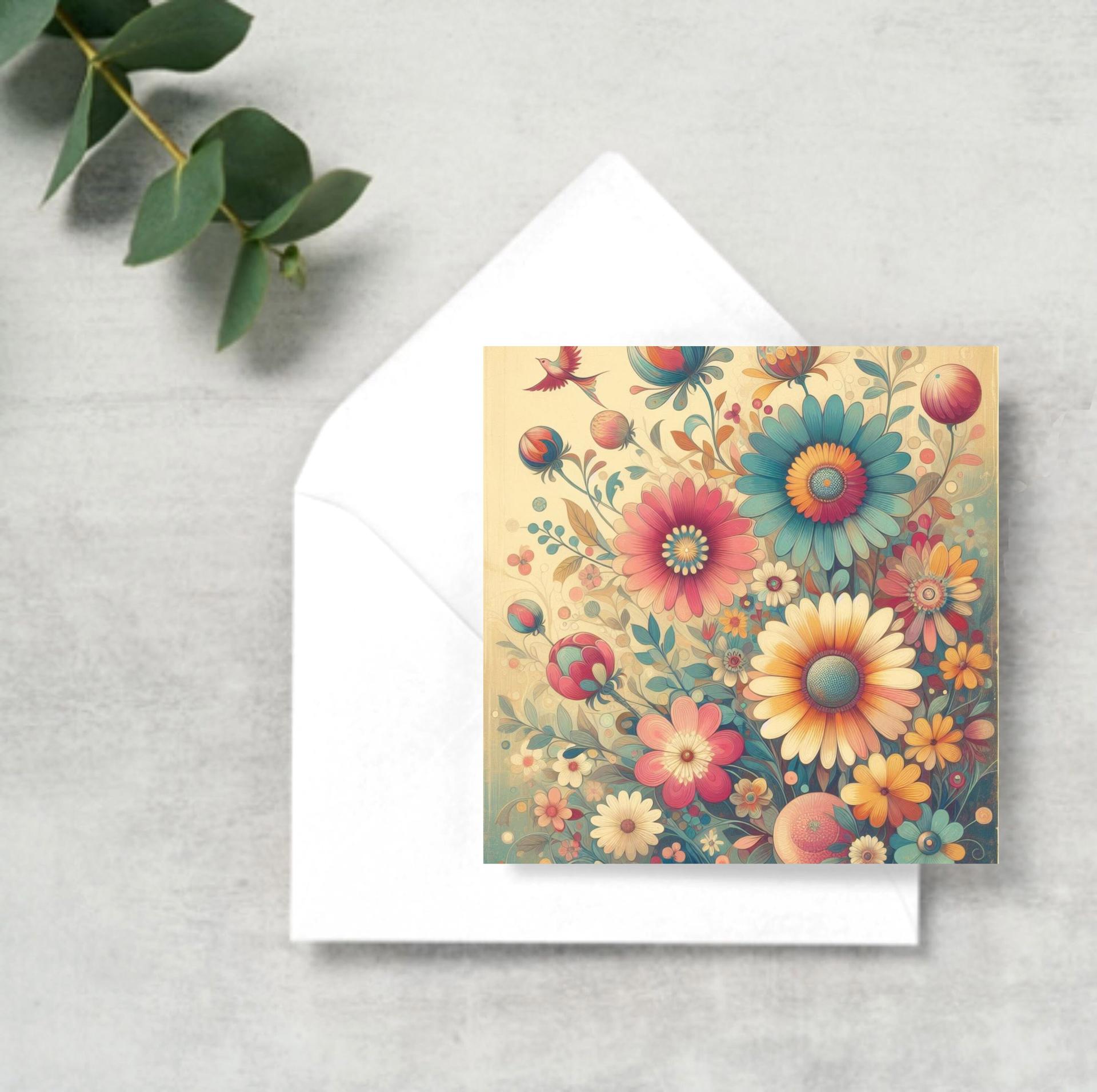 Set of 3, Flower Cards, Greeting Cards, Matching Designs, Bulk Pack of Cards