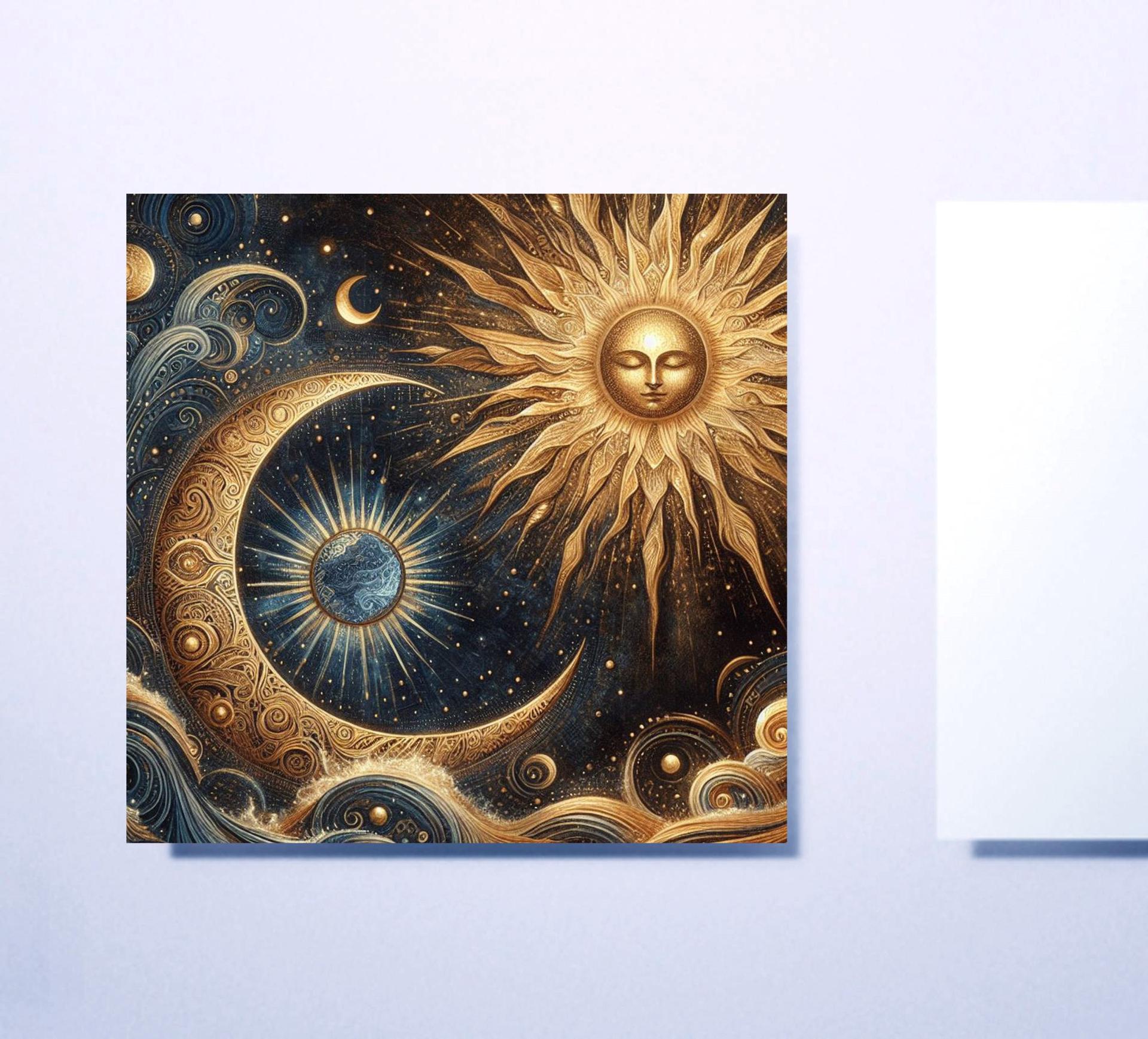 Sun and Moon- Greeting Cards, Set of 4 Designs, Bulk Pack of Cards