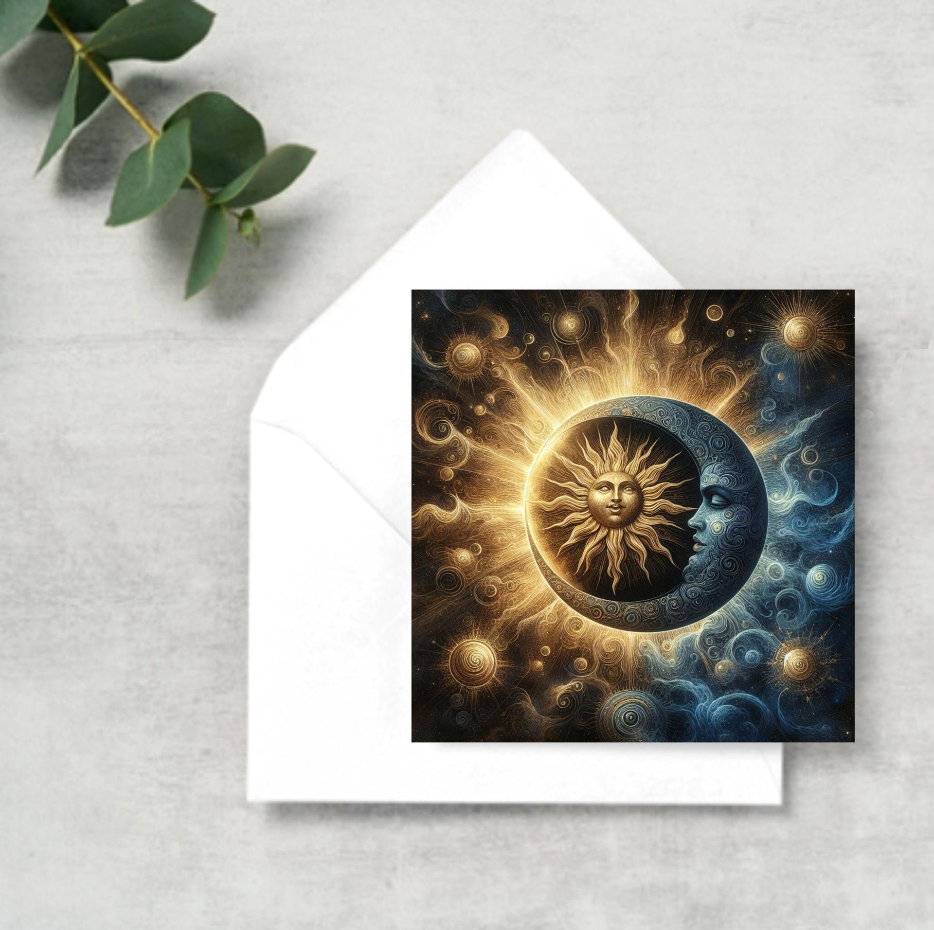 Sun and Moon- Greeting Cards, Set of 4 Designs, Bulk Pack of Cards