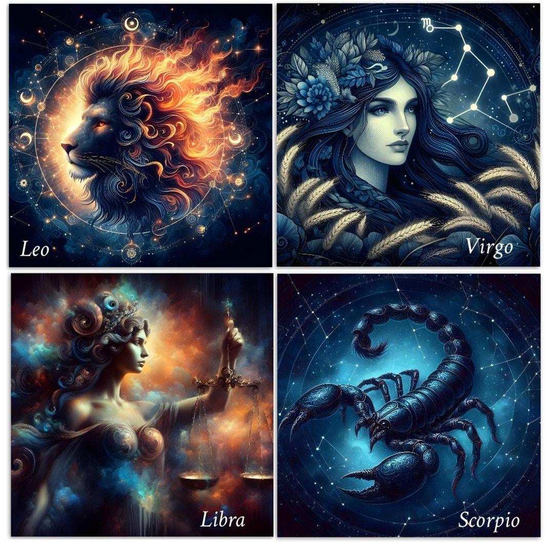 Zodiac Card Set - All Signs, Astrology Greeting Cards, Bulk Pack of Cards