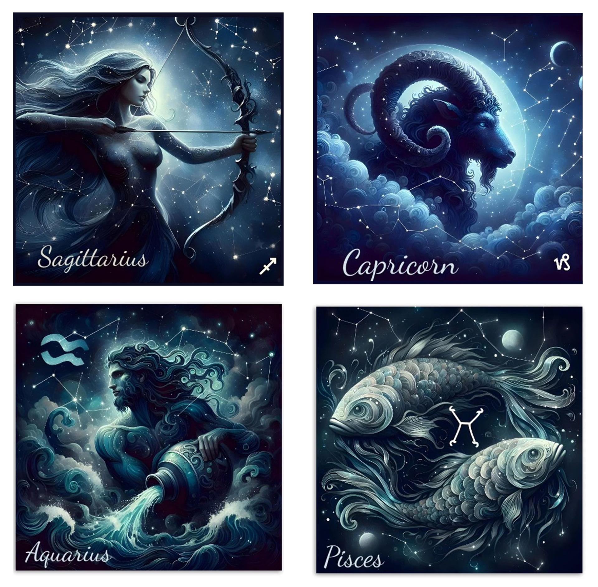 Zodiac Card Set - All Signs, Astrology Greeting Cards, Bulk Pack of Cards