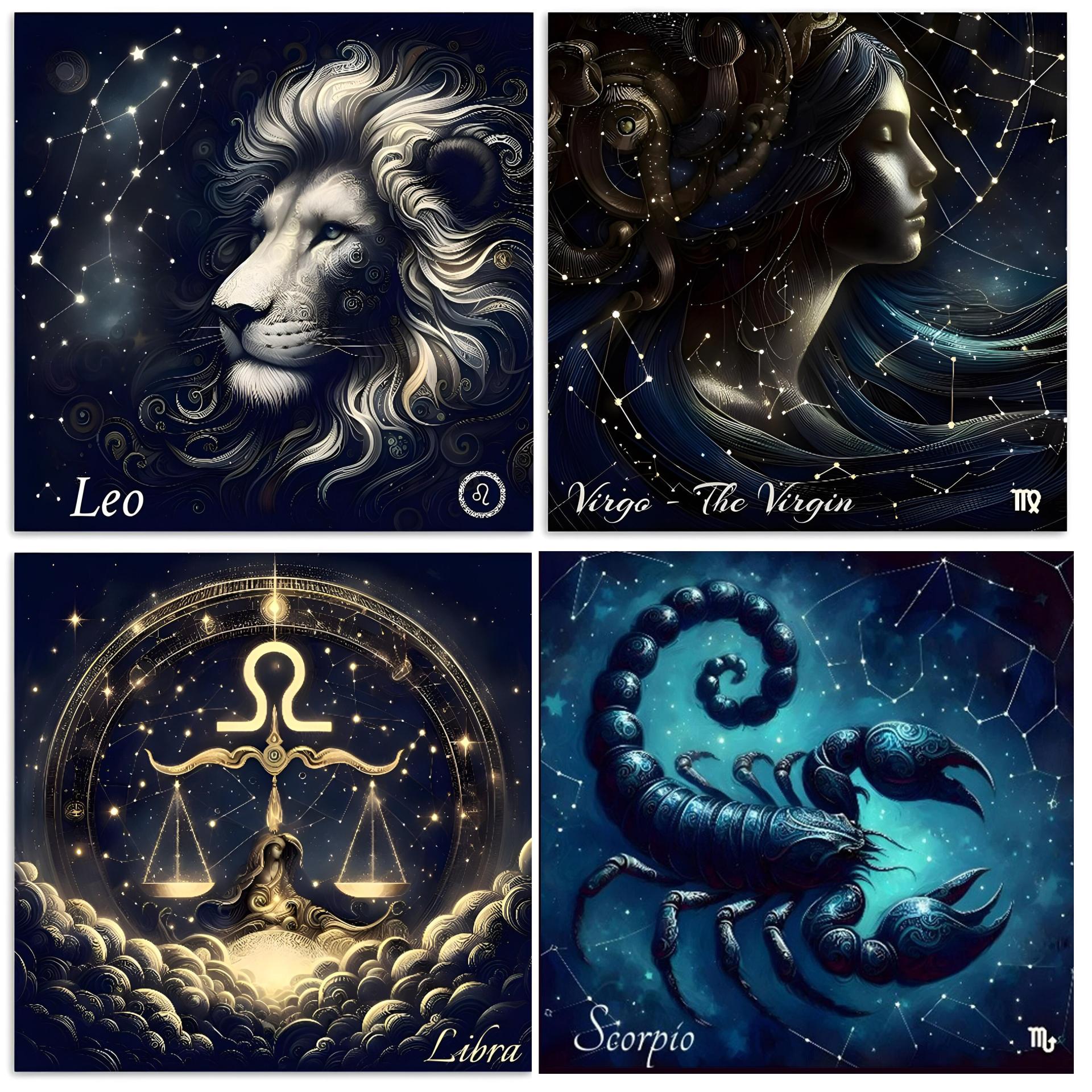 Zodiac Card Set - All Signs, Astrology Greeting Cards, Bulk Pack of Cards