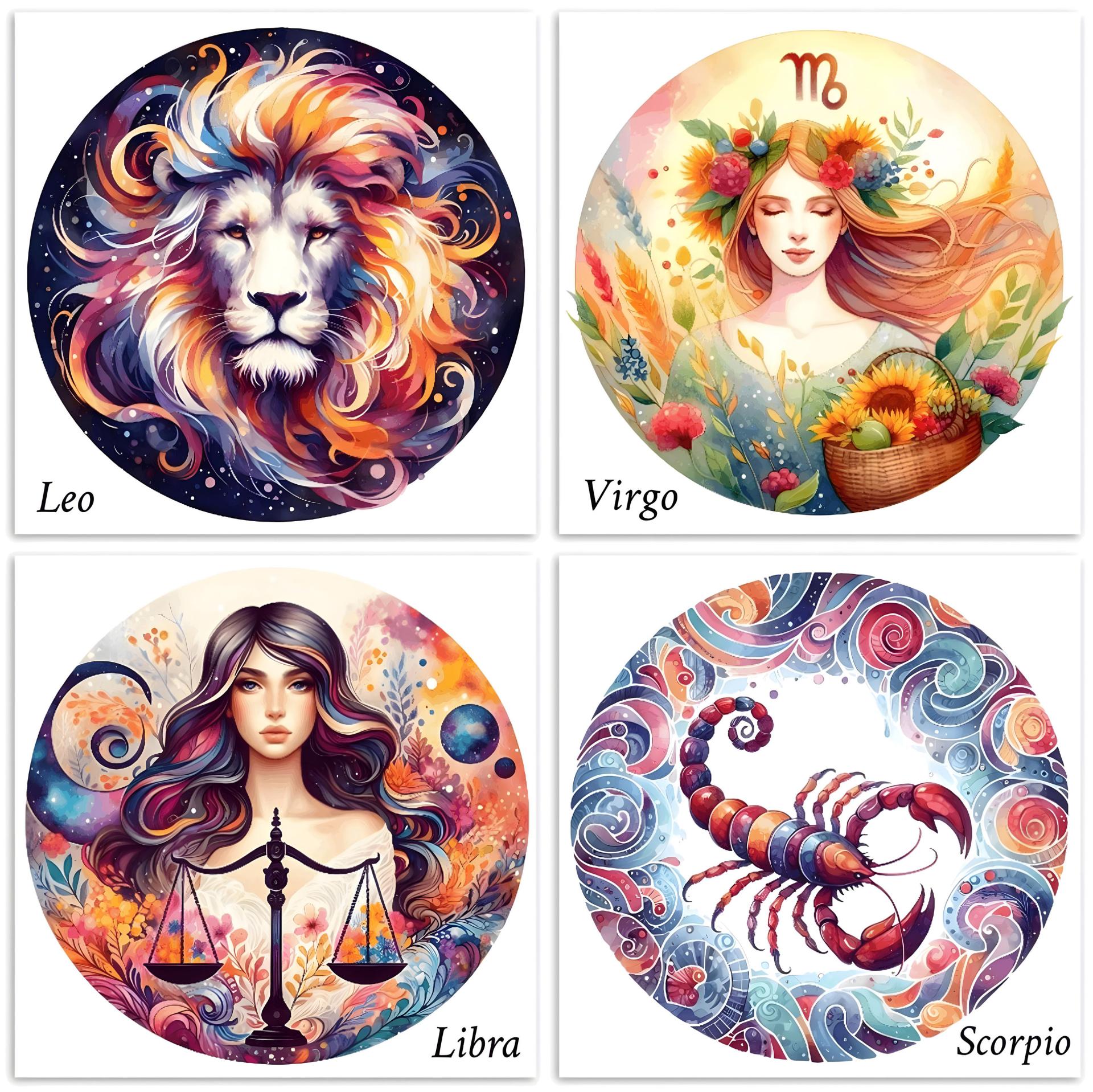 Zodiac Card Set - All Signs, Astrology Greeting Cards, Bulk Pack of Cards