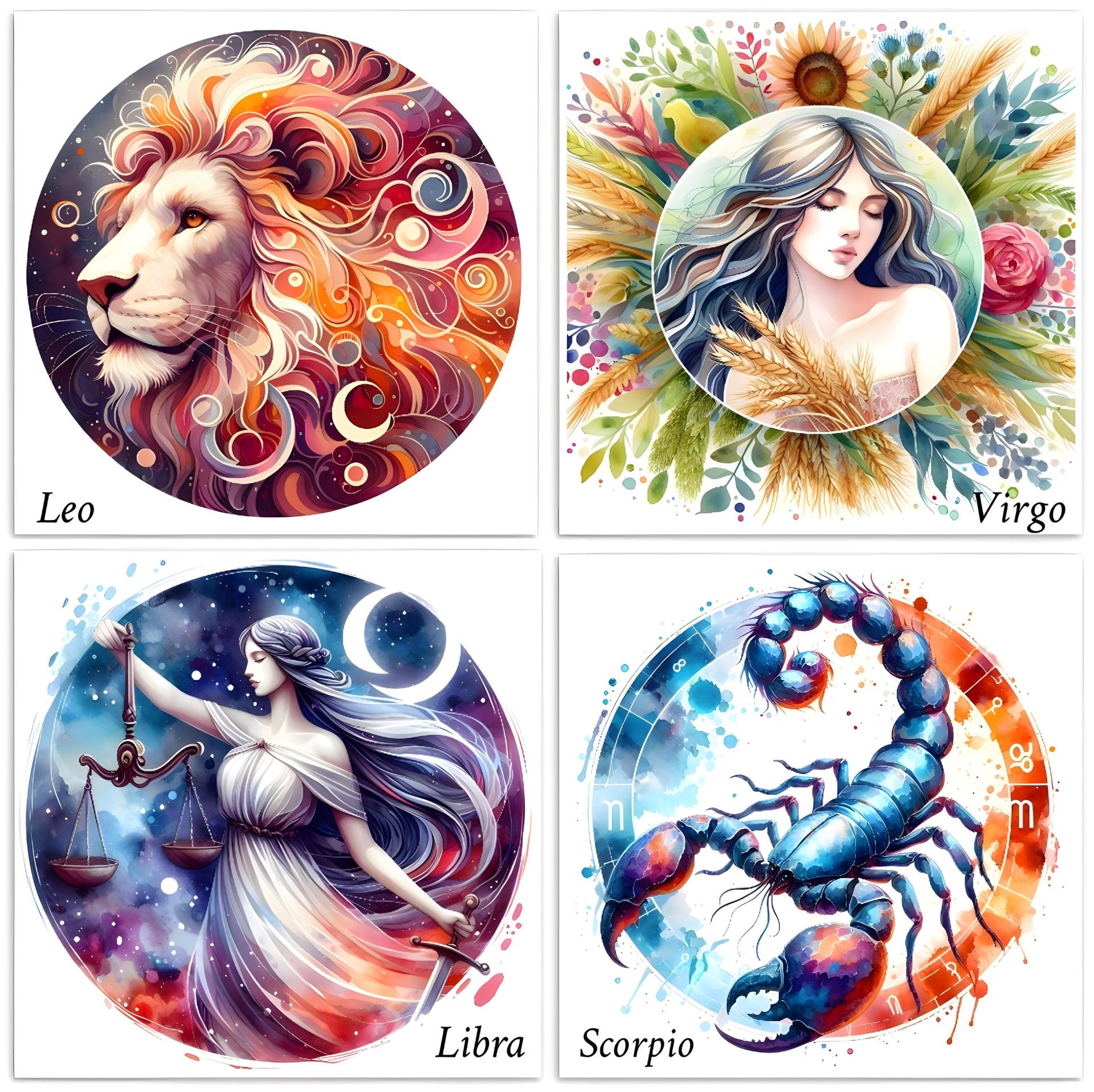 Zodiac Card Set - All Signs, Astrology Greeting Cards, Bulk Pack of Cards