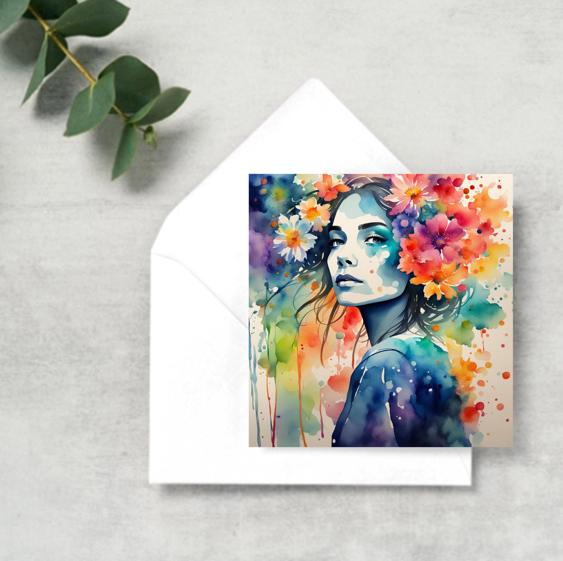 Rainbow Floral - Single Card or Bulk 10 Pack of Gift Cards, Thank You Cards, Birthday, Invitations