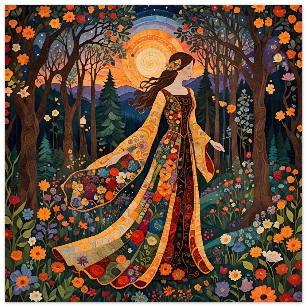 Print on Wood, Floral Forest, Original Art, Ready to Hang