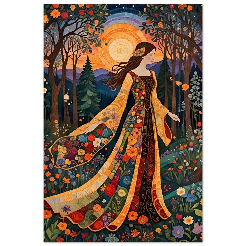 Print on Wood, Floral Forest, Original Art, Ready to Hang