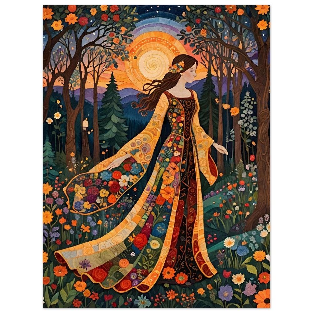 Print on Wood, Floral Forest, Original Art, Ready to Hang