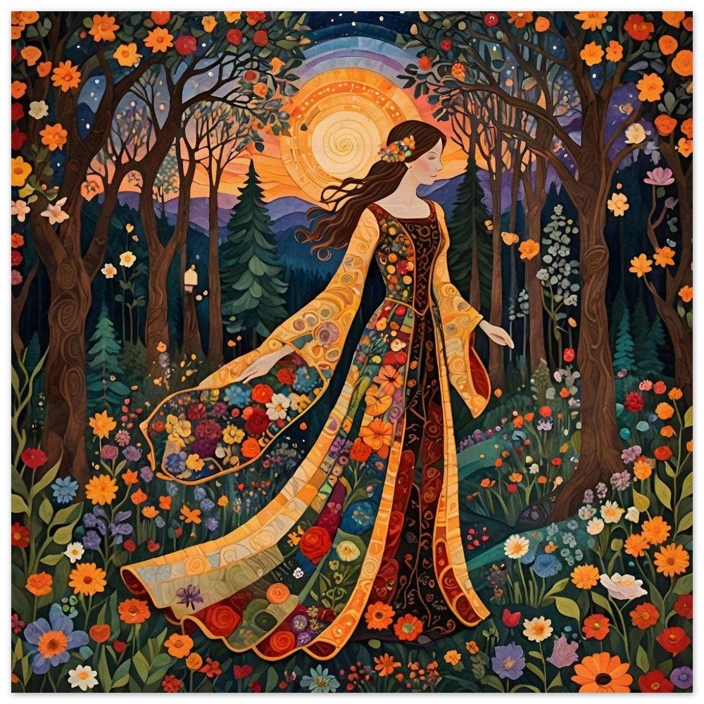 Print on Wood, Floral Forest, Original Art, Ready to Hang