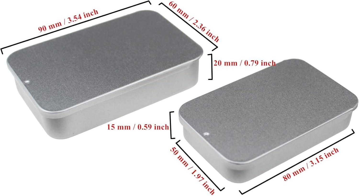 Silver Slider Tins, Slide Lid Tin Containers, multiple sizes - Craft Tin, Stash Container, Needle and Pins Storage