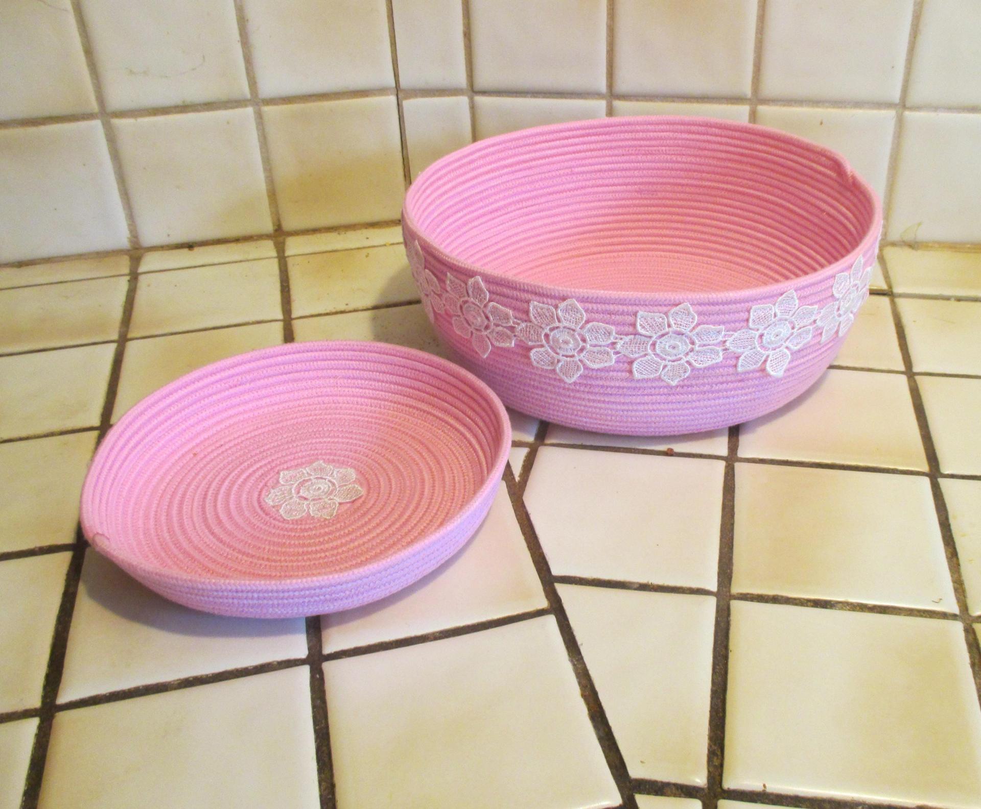 Rope Basket, Craft Storage, Catch All, Cotton Rope Bowl