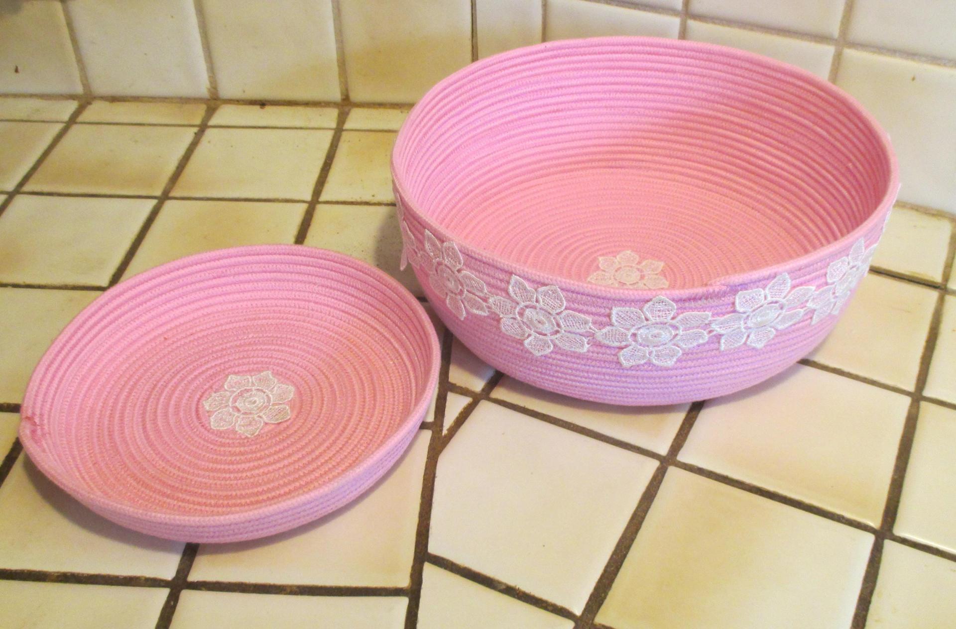 Rope Basket, Craft Storage, Catch All, Cotton Rope Bowl