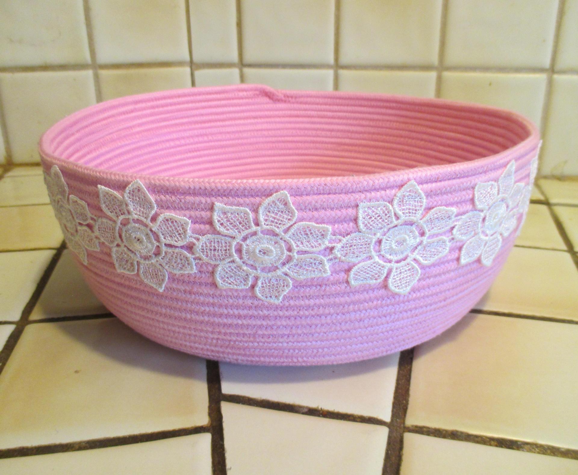Rope Basket, Craft Storage, Catch All, Cotton Rope Bowl