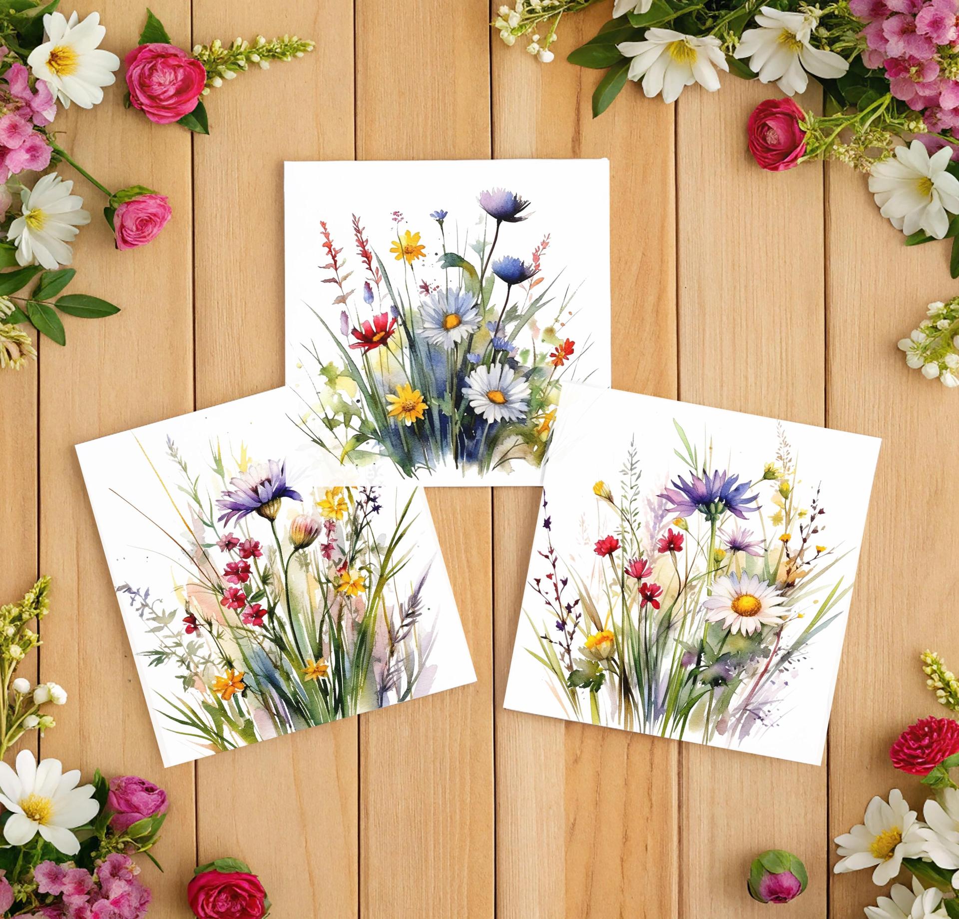 Set of Floral Gift Cards, 3 Designs, Bulk Pack of Cards