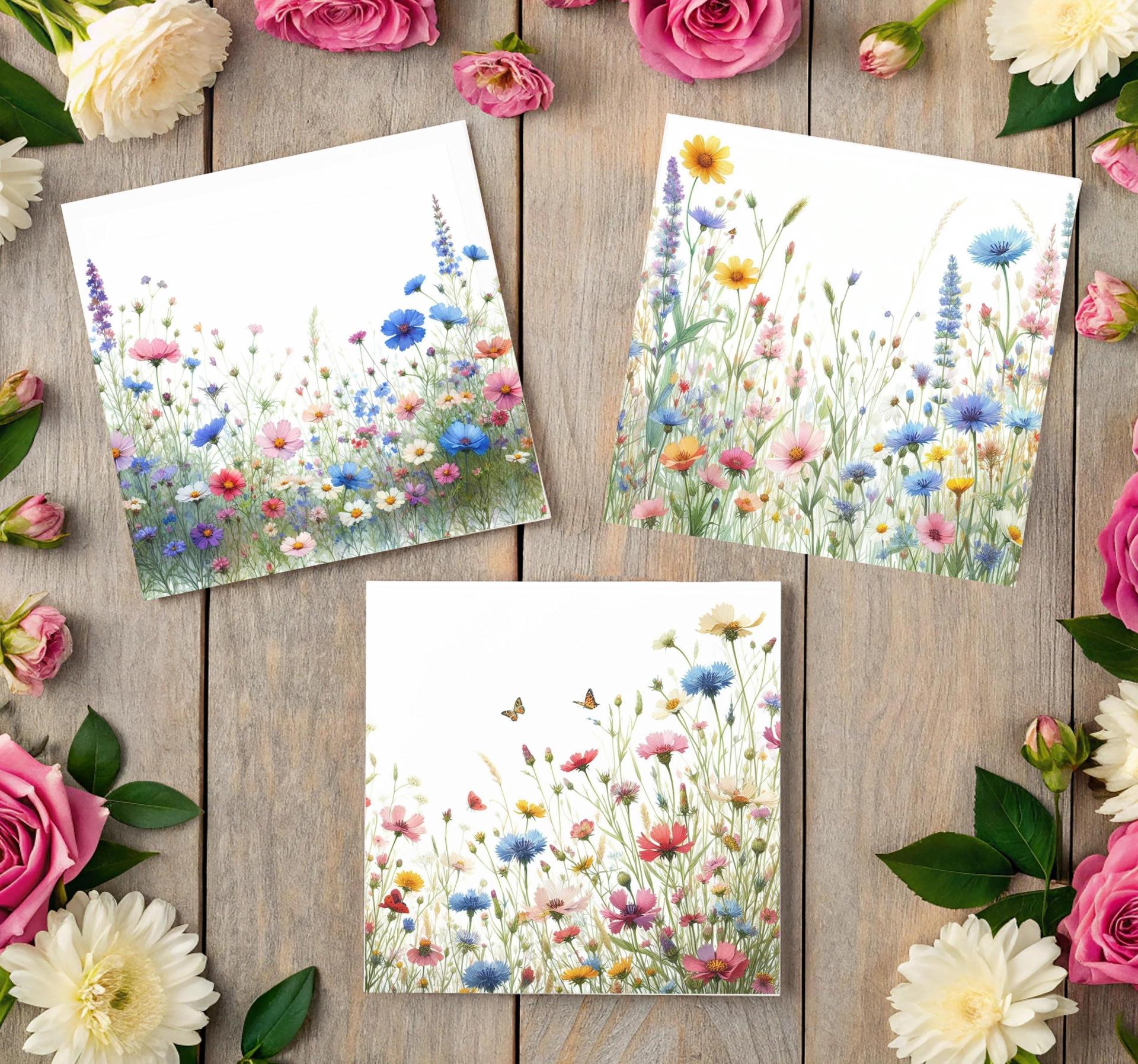 Set of Floral Gift Cards, 3 Designs, Bulk Pack of Cards