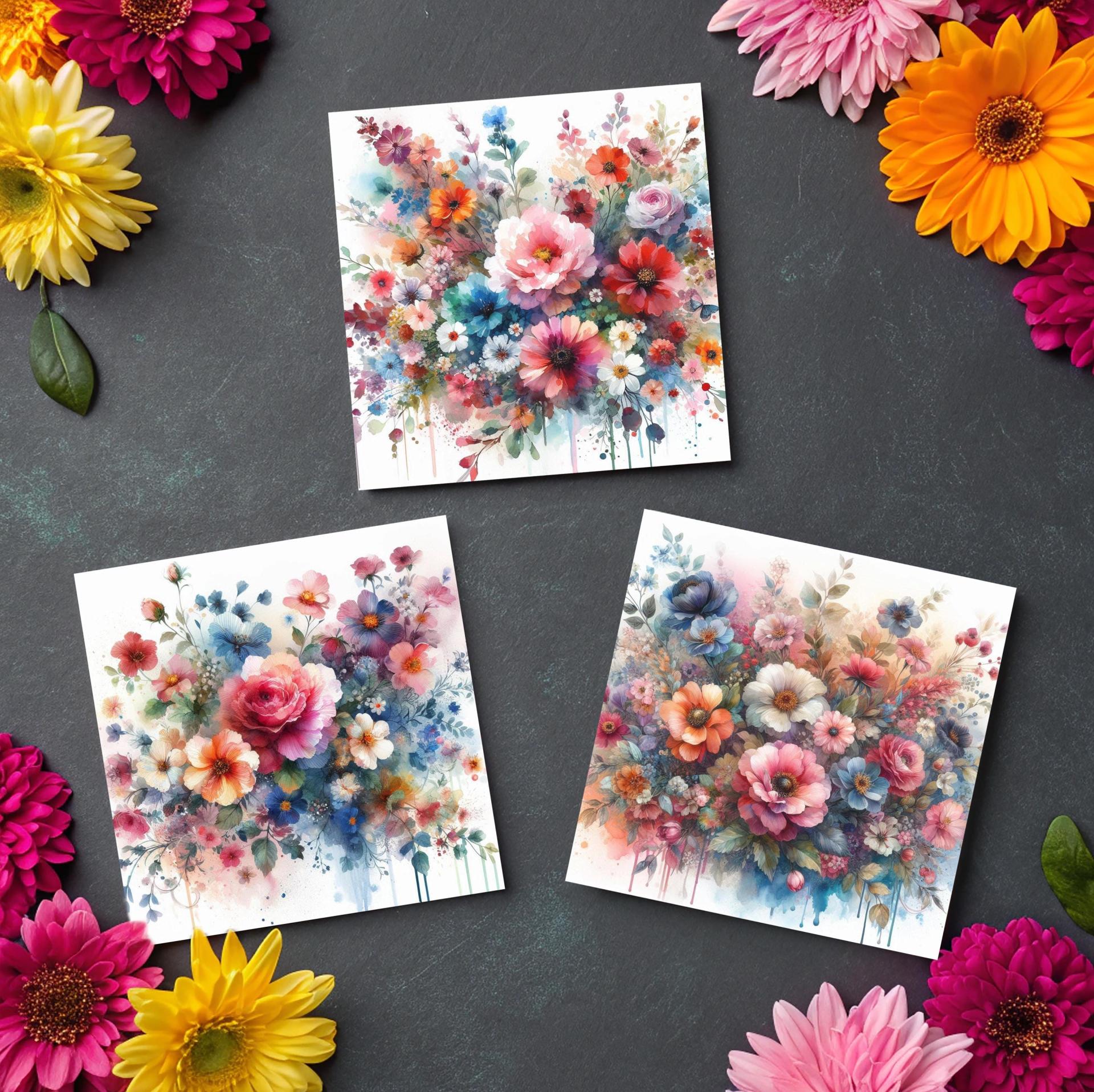 Set of Floral Gift Cards, 3 Designs, Bulk Pack of Cards
