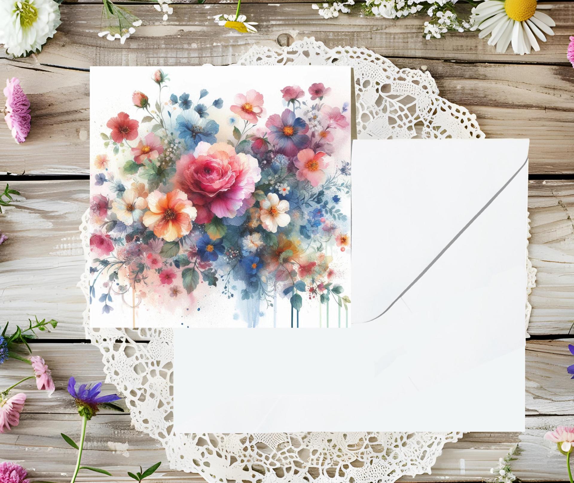 Flowers - Original Art Card - Single Card or Bulk 10 Pack of Gift Cards