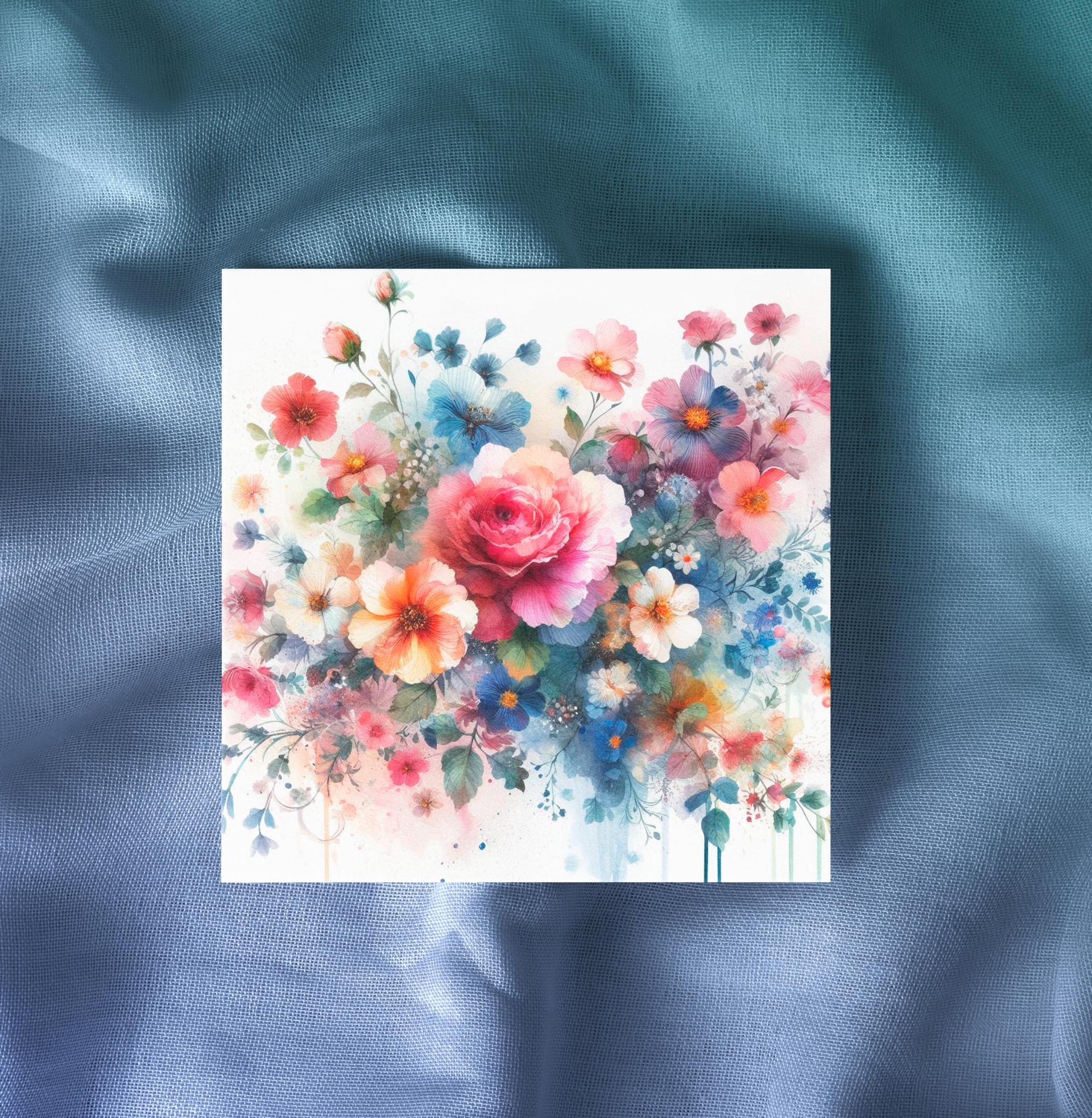 Flowers - Original Art Card - Single Card or Bulk 10 Pack of Gift Cards