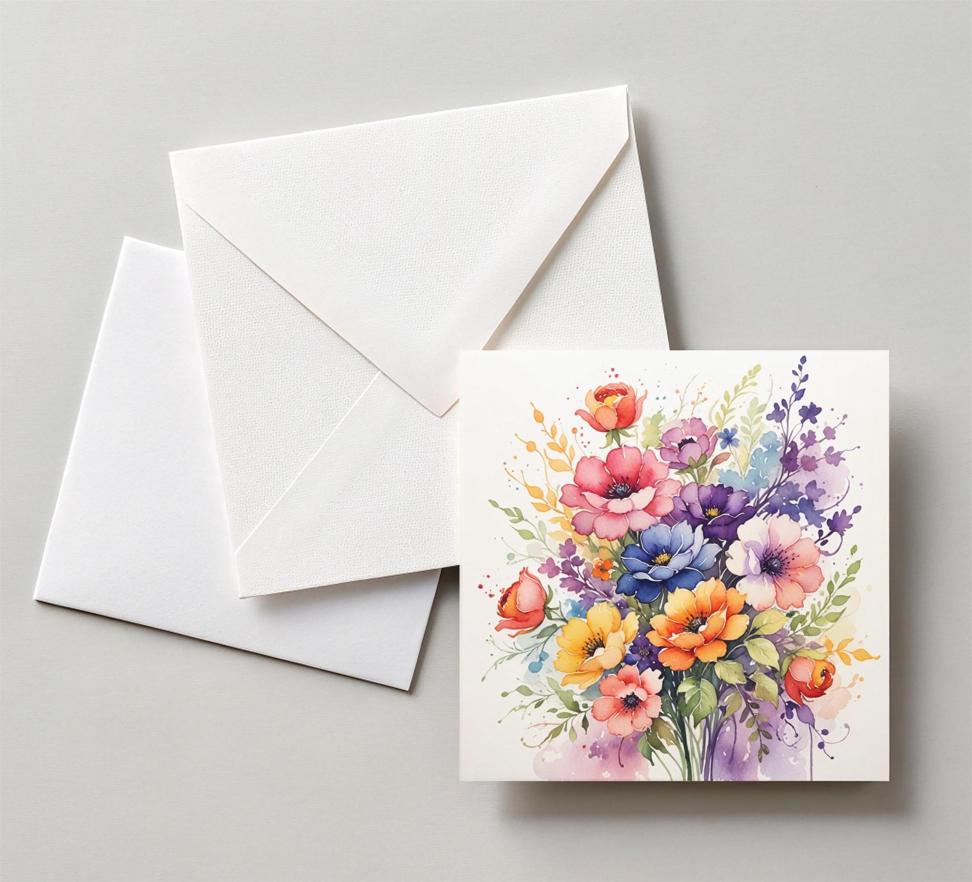 Flowers - Original Art Card - Single Card or Bulk 10 Pack of Gift Cards
