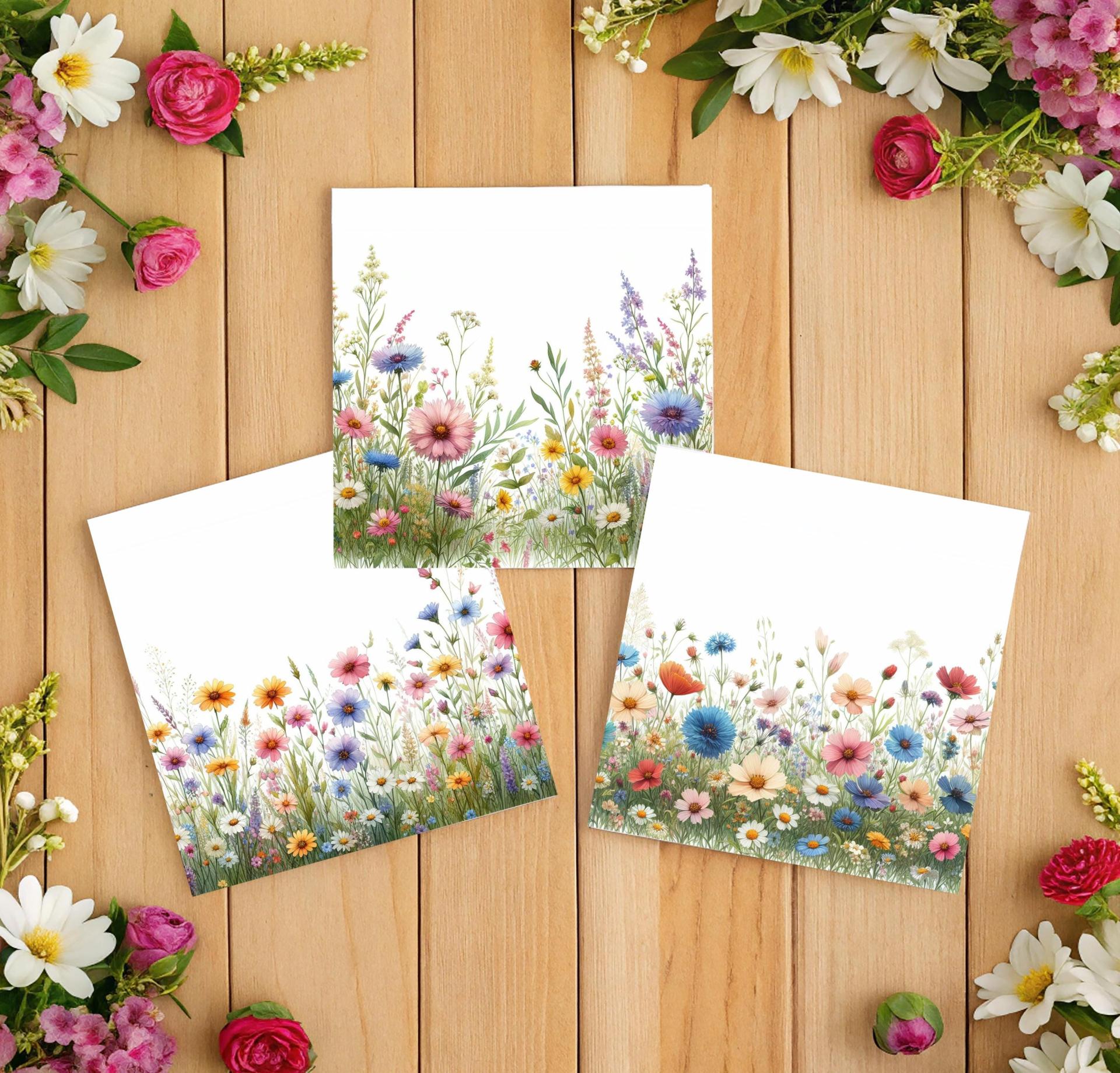 Set of Floral Gift Cards, 3 Designs, Bulk Pack of Cards