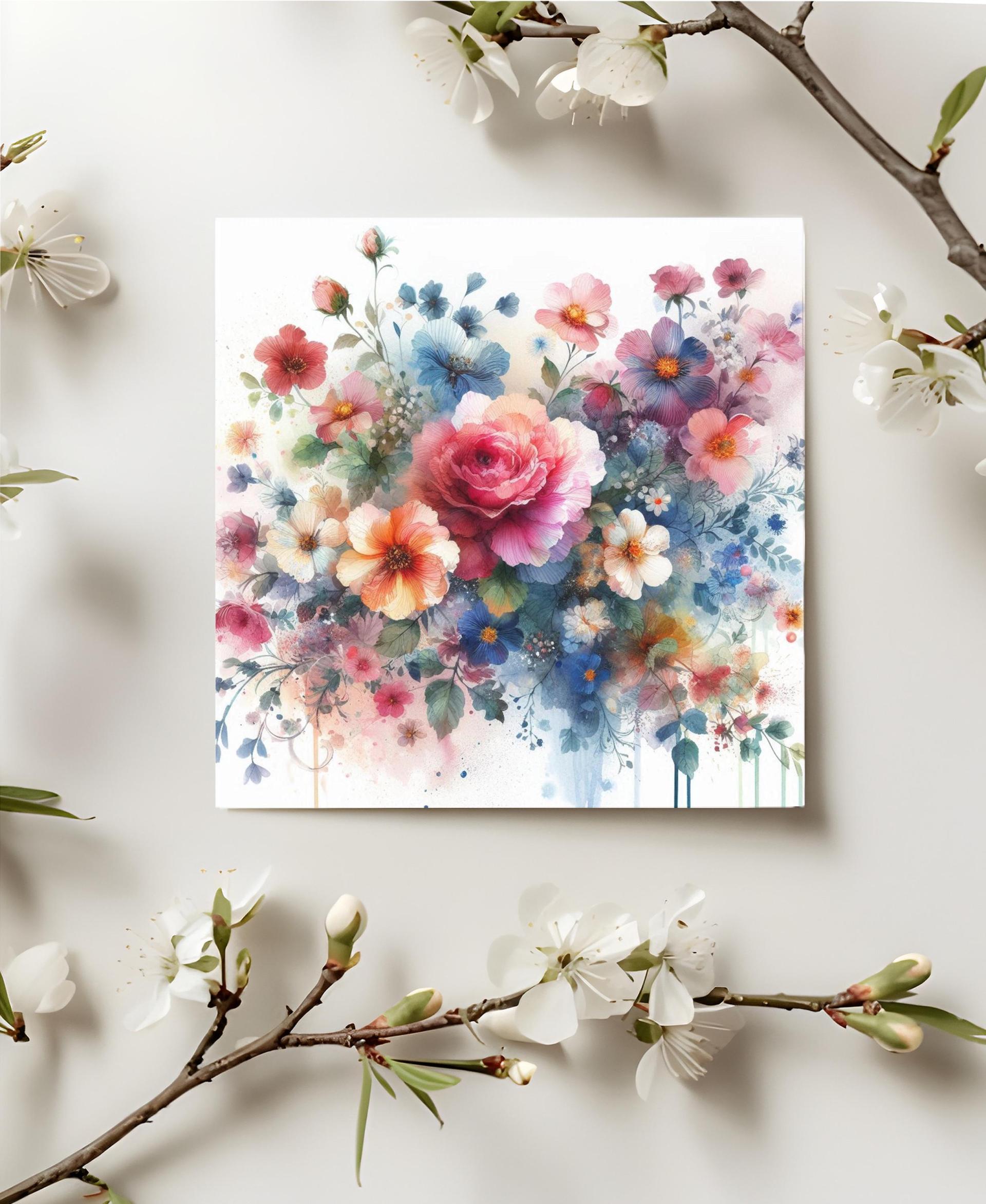 Flowers - Original Art Card - Single Card or Bulk 10 Pack of Gift Cards
