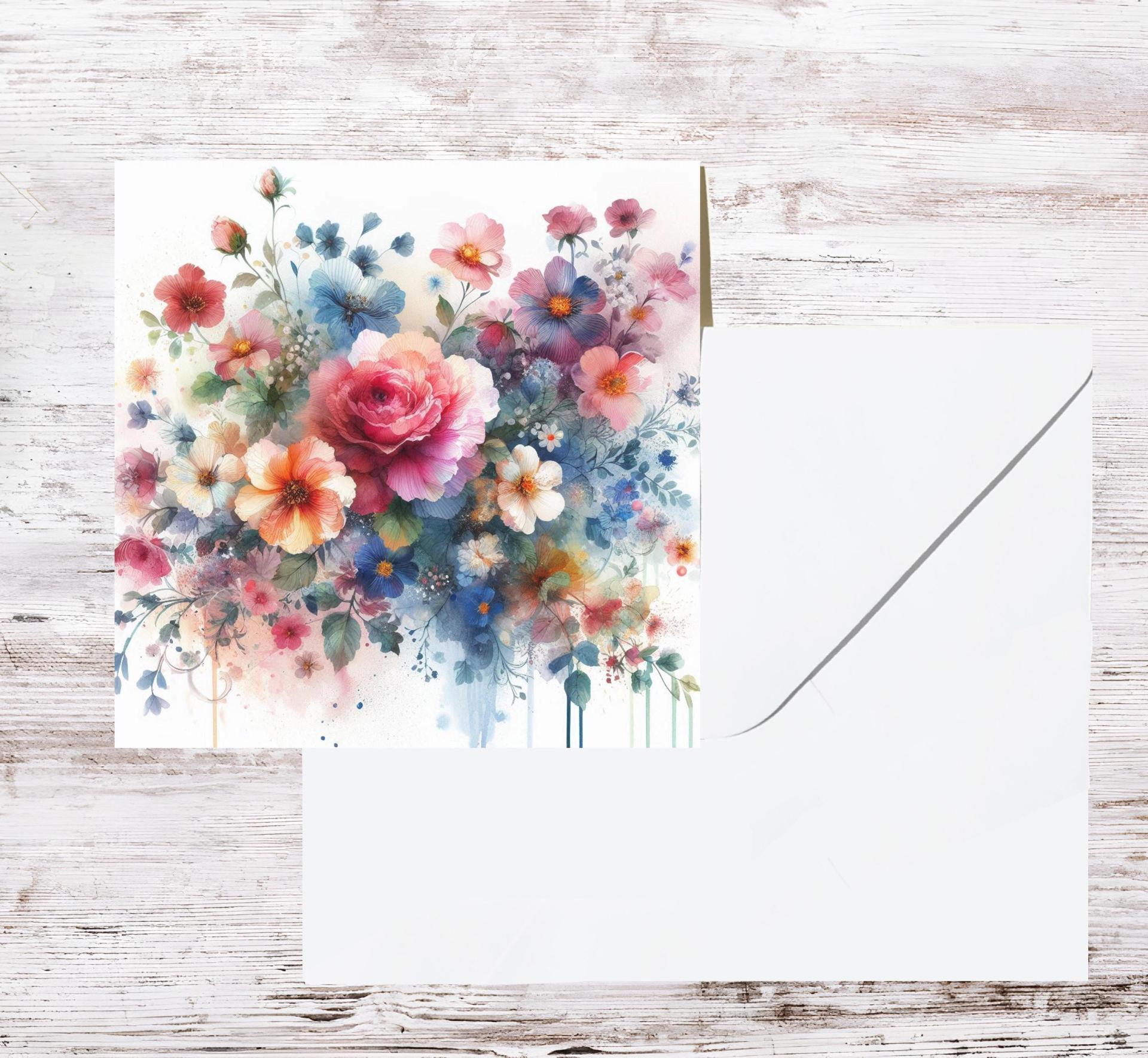 Flowers - Original Art Card - Single Card or Bulk 10 Pack of Gift Cards