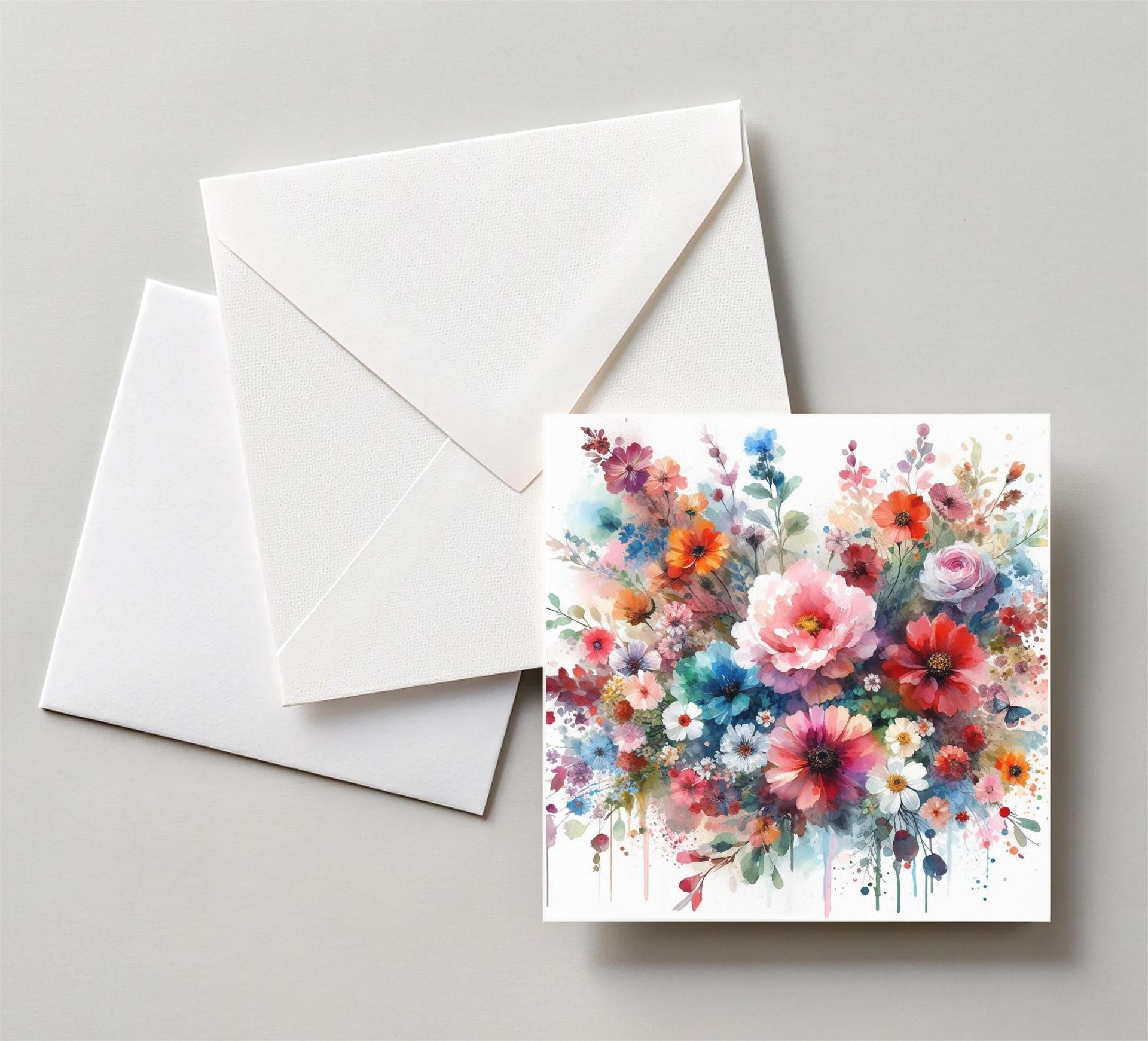 Flowers - Original Art Card - Single Card or Bulk 10 Pack of Gift Cards