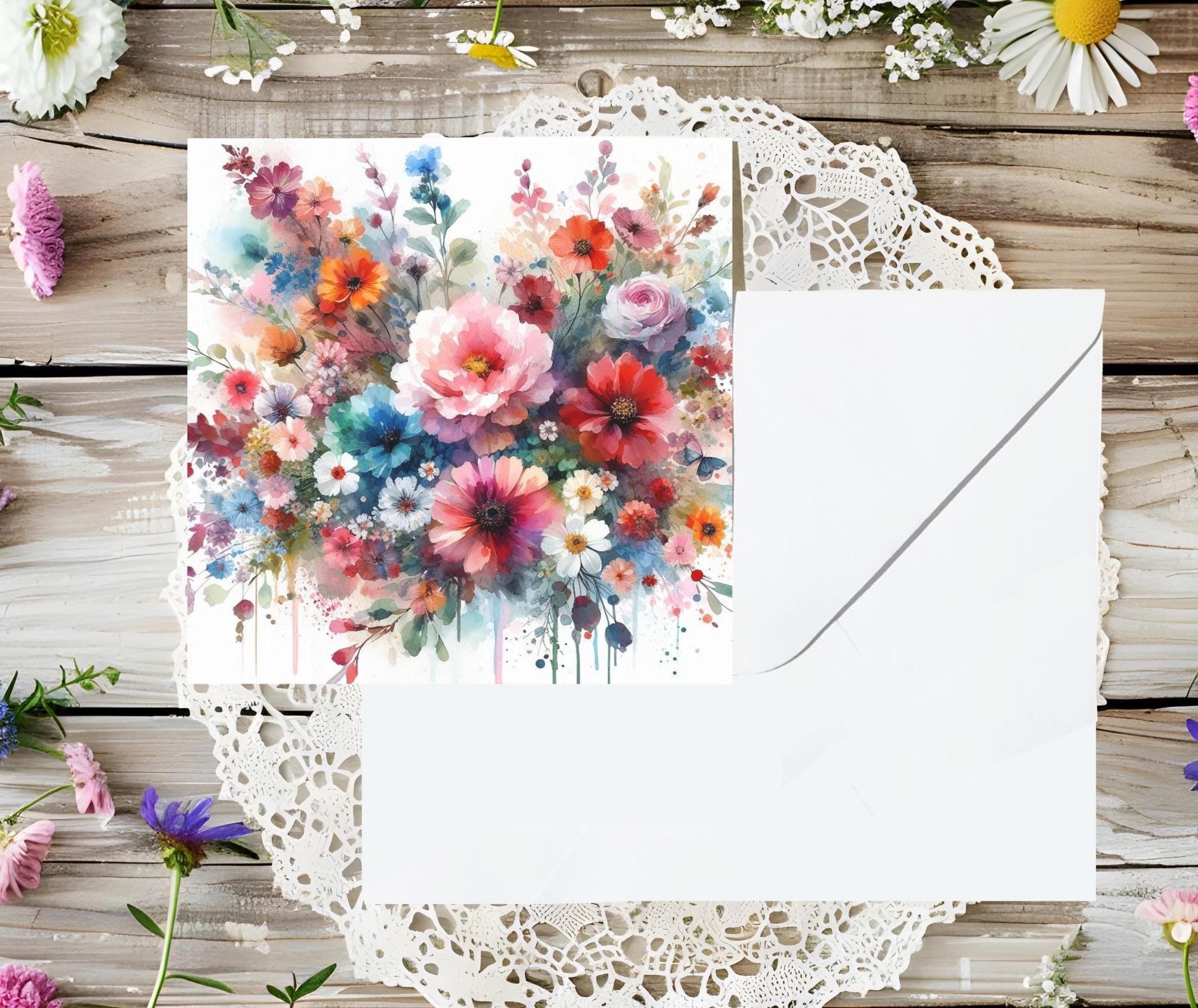 Flowers - Original Art Card - Single Card or Bulk 10 Pack of Gift Cards