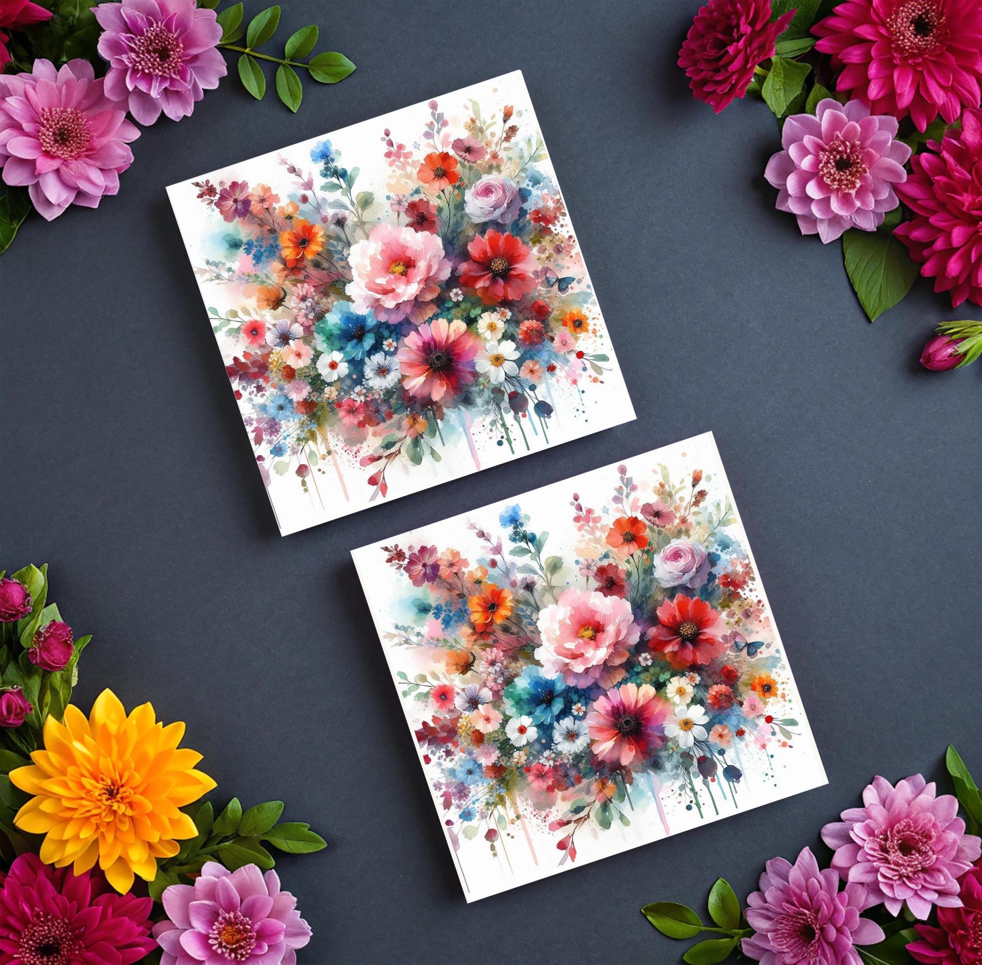 Flowers - Original Art Card - Single Card or Bulk 10 Pack of Gift Cards