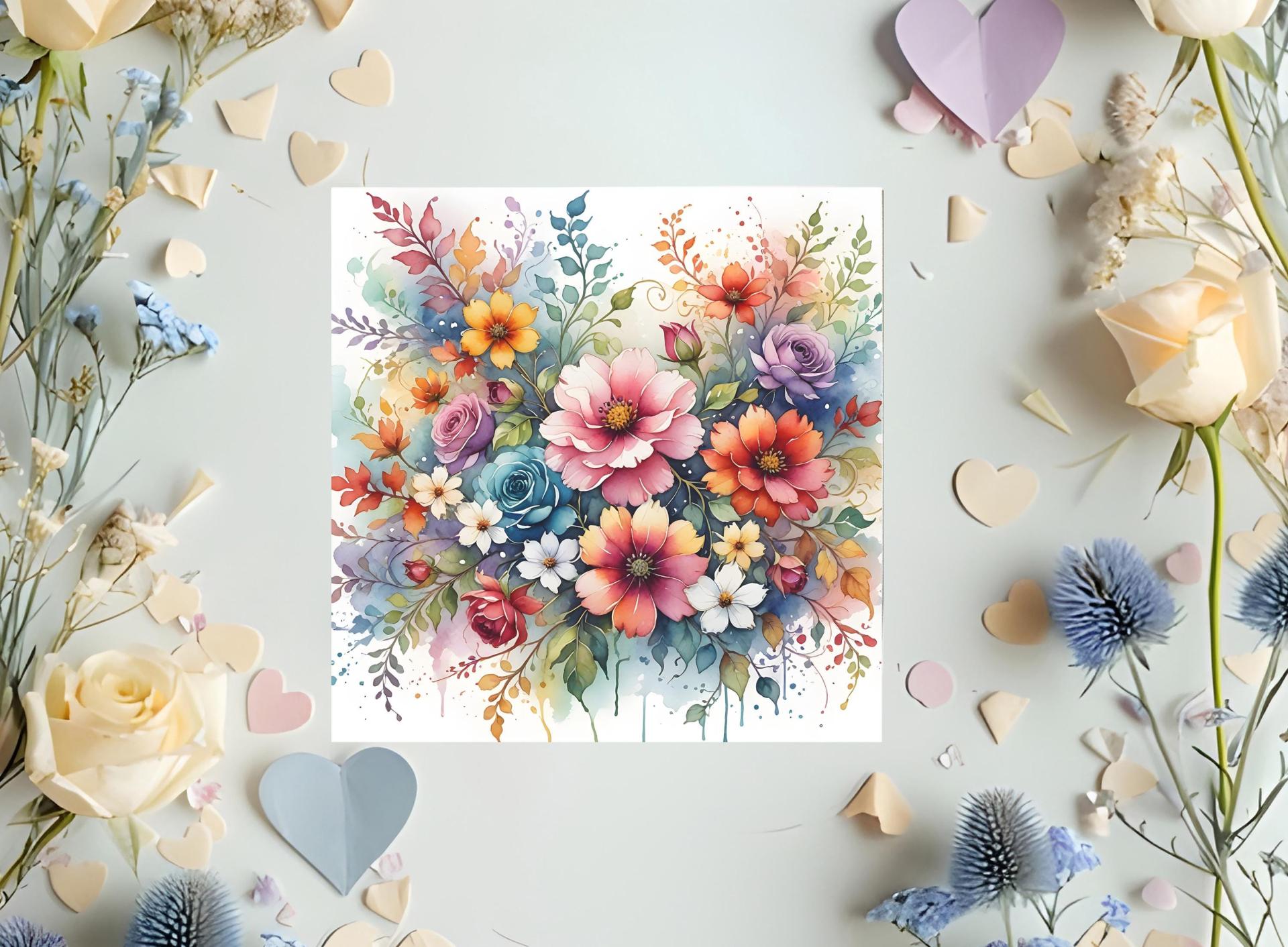 Flowers - Original Art Card - Single Card or Bulk 10 Pack of Gift Cards