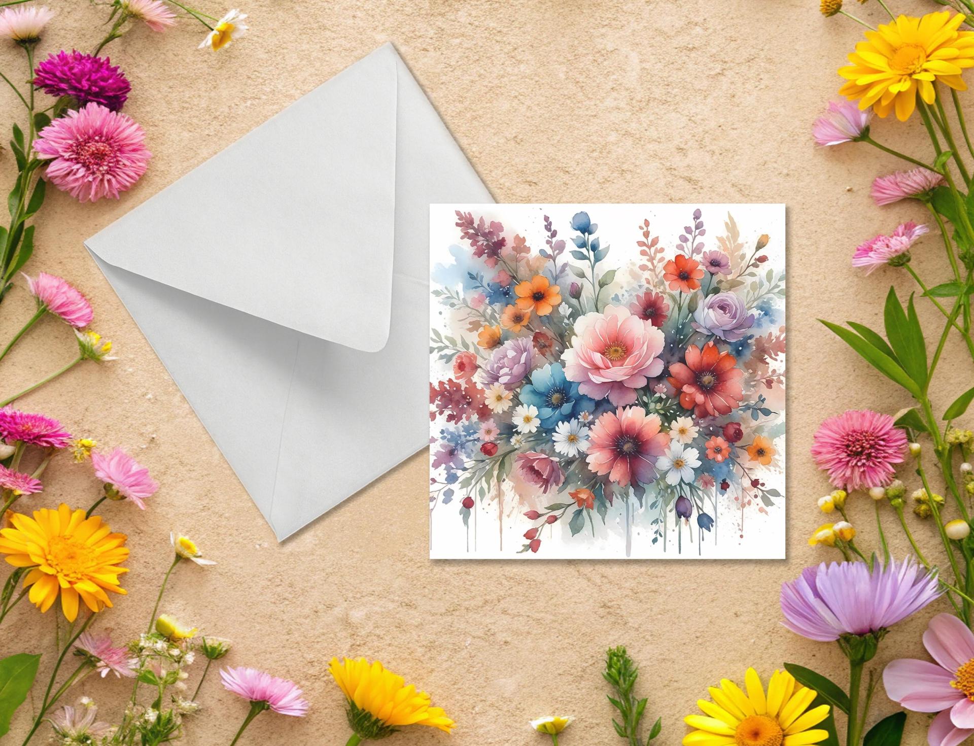Flowers - Original Art Card - Single Card or Bulk 10 Pack of Gift Cards