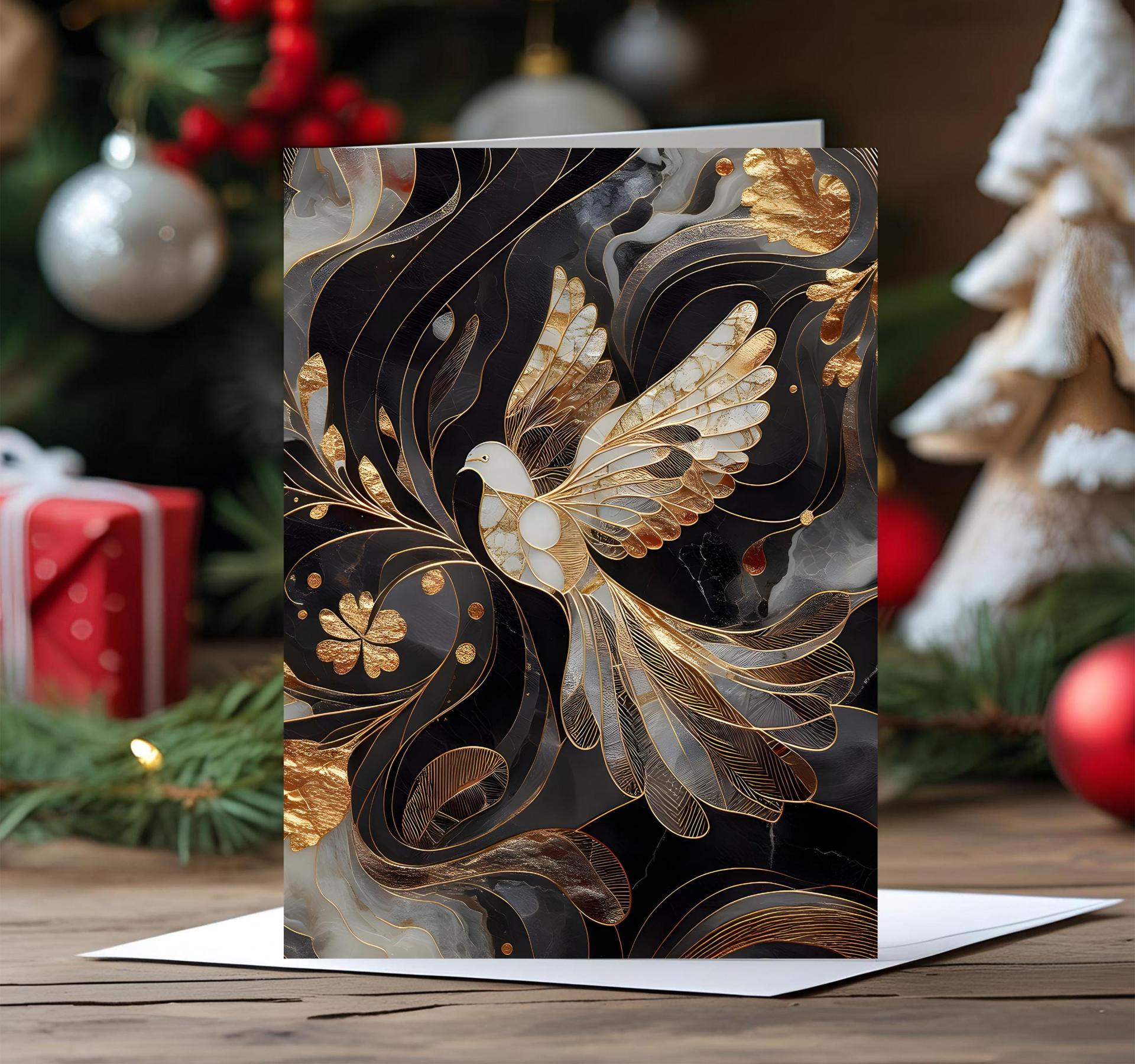 5 Pack, Dove of Peace, Holiday Greeting Cards, Bulk Pack of Christmas Gift Cards