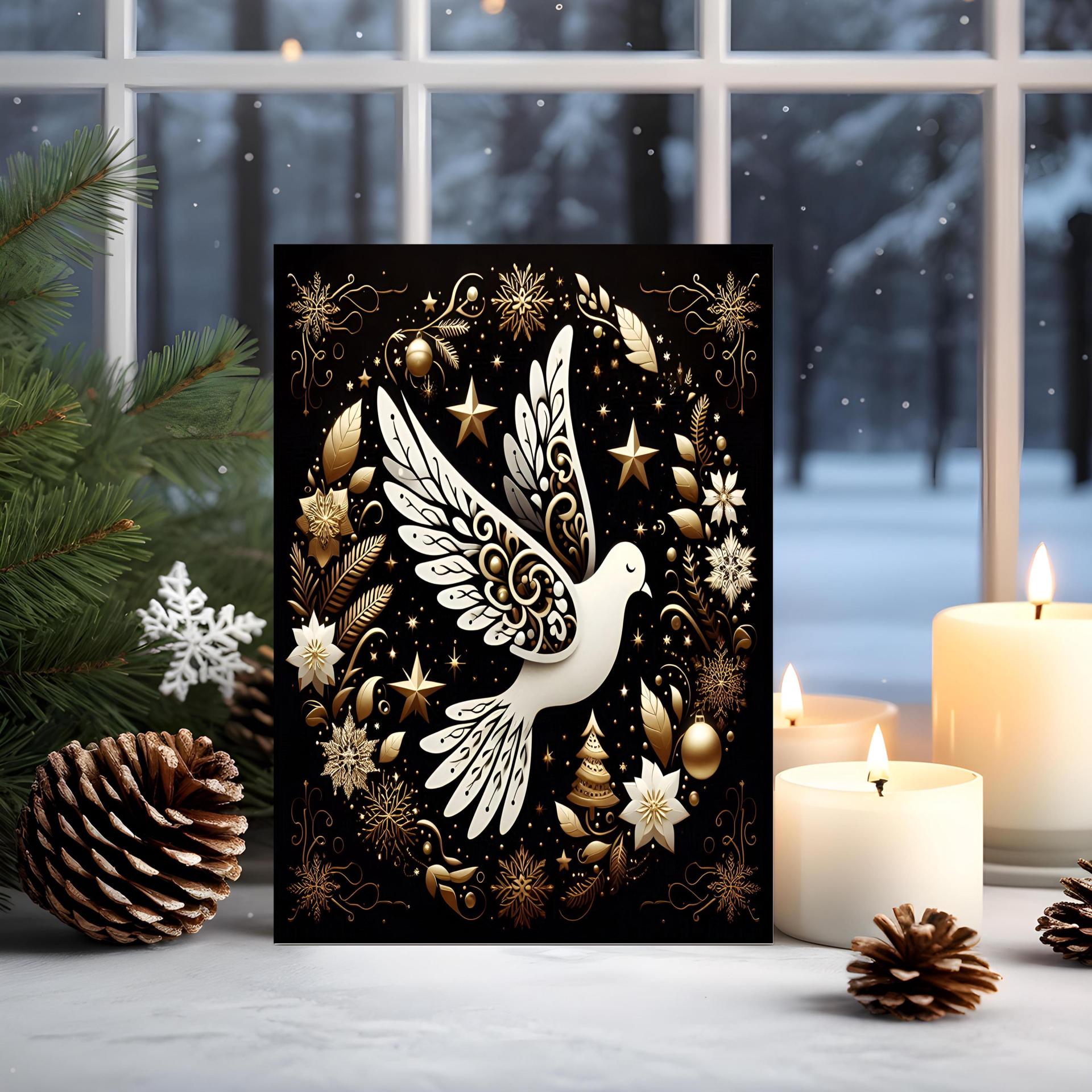 3 Pack, Dove of Peace, Holiday Greeting Cards, Bulk Pack of Cards